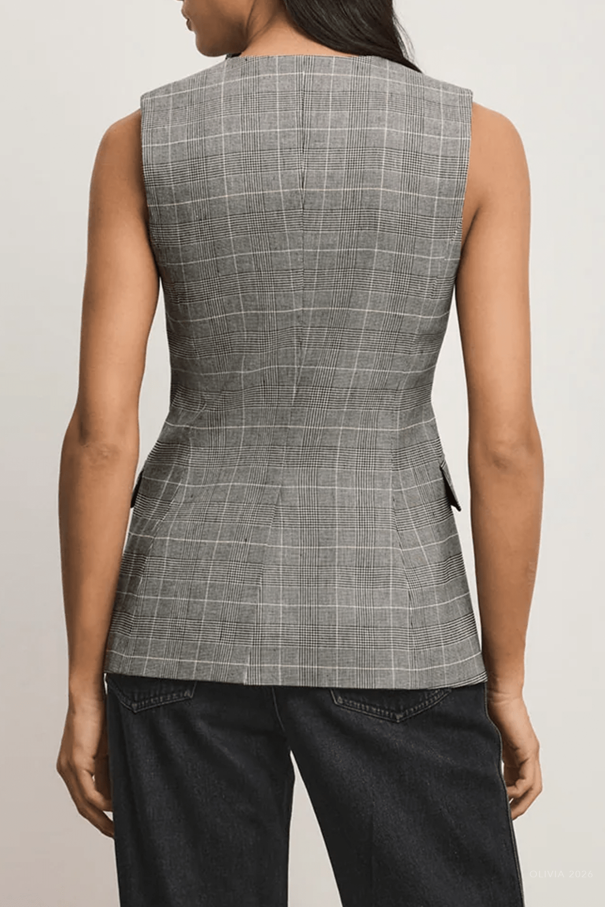 Lois Plaid Vest in Black Multi - shop - olivia.com
