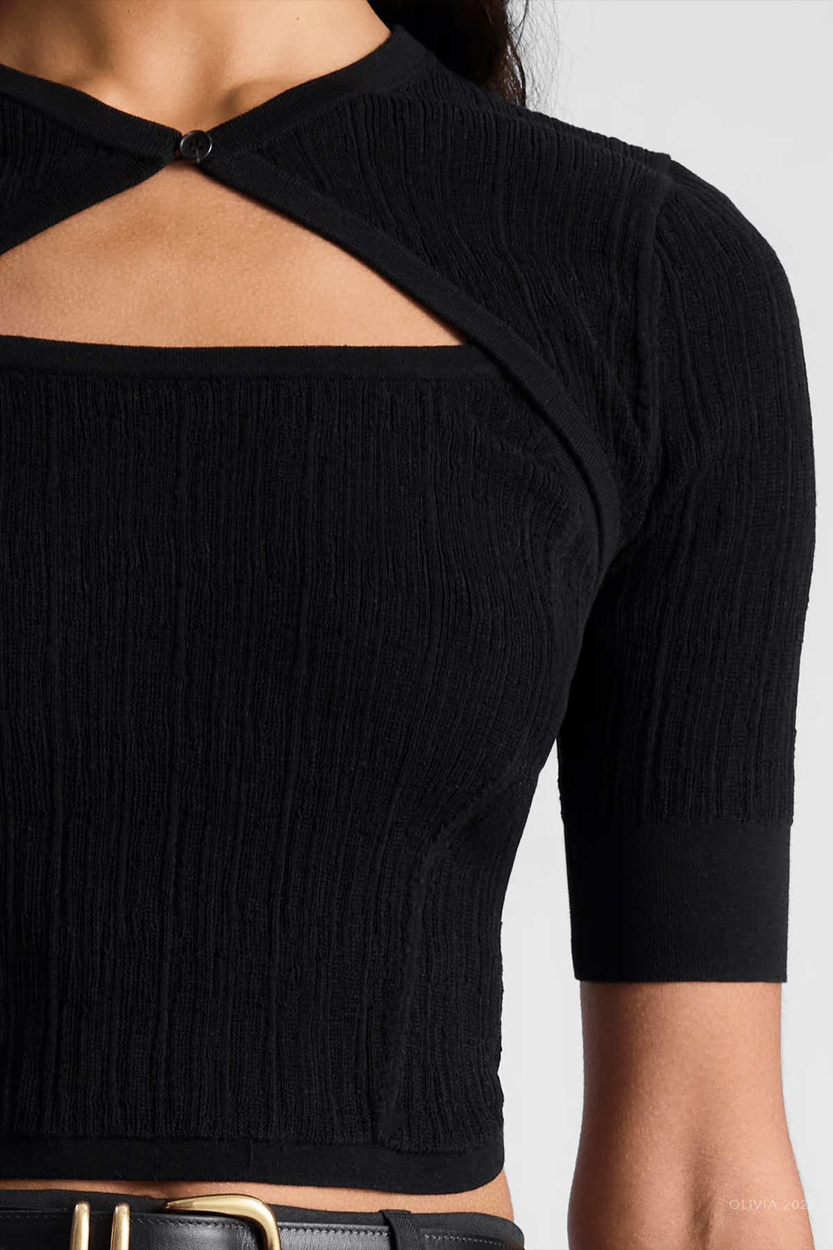 Loma Fine Cotton Knit Top in Black - shop - olivia.com