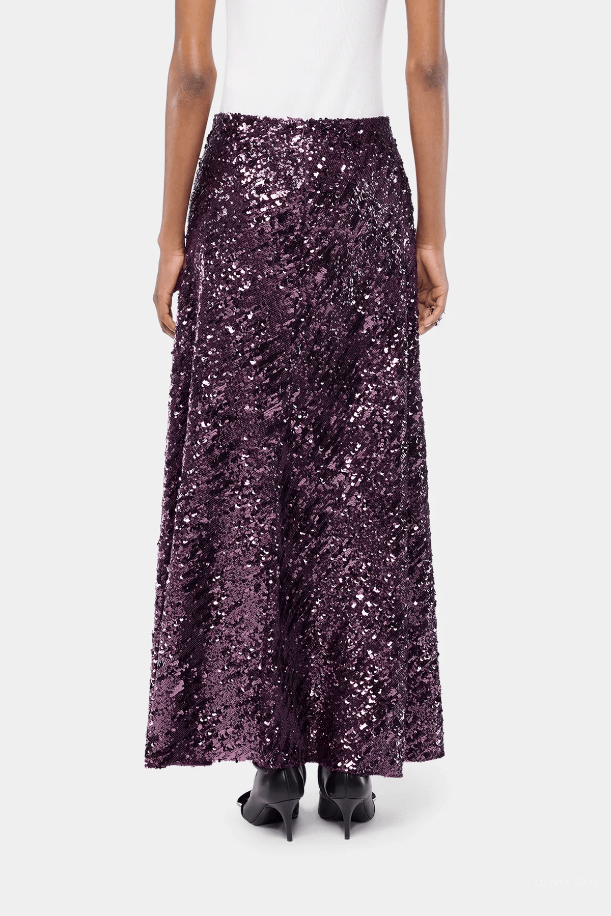 Long Sequin Skirt in Beetroot Purple - shop - olivia.com