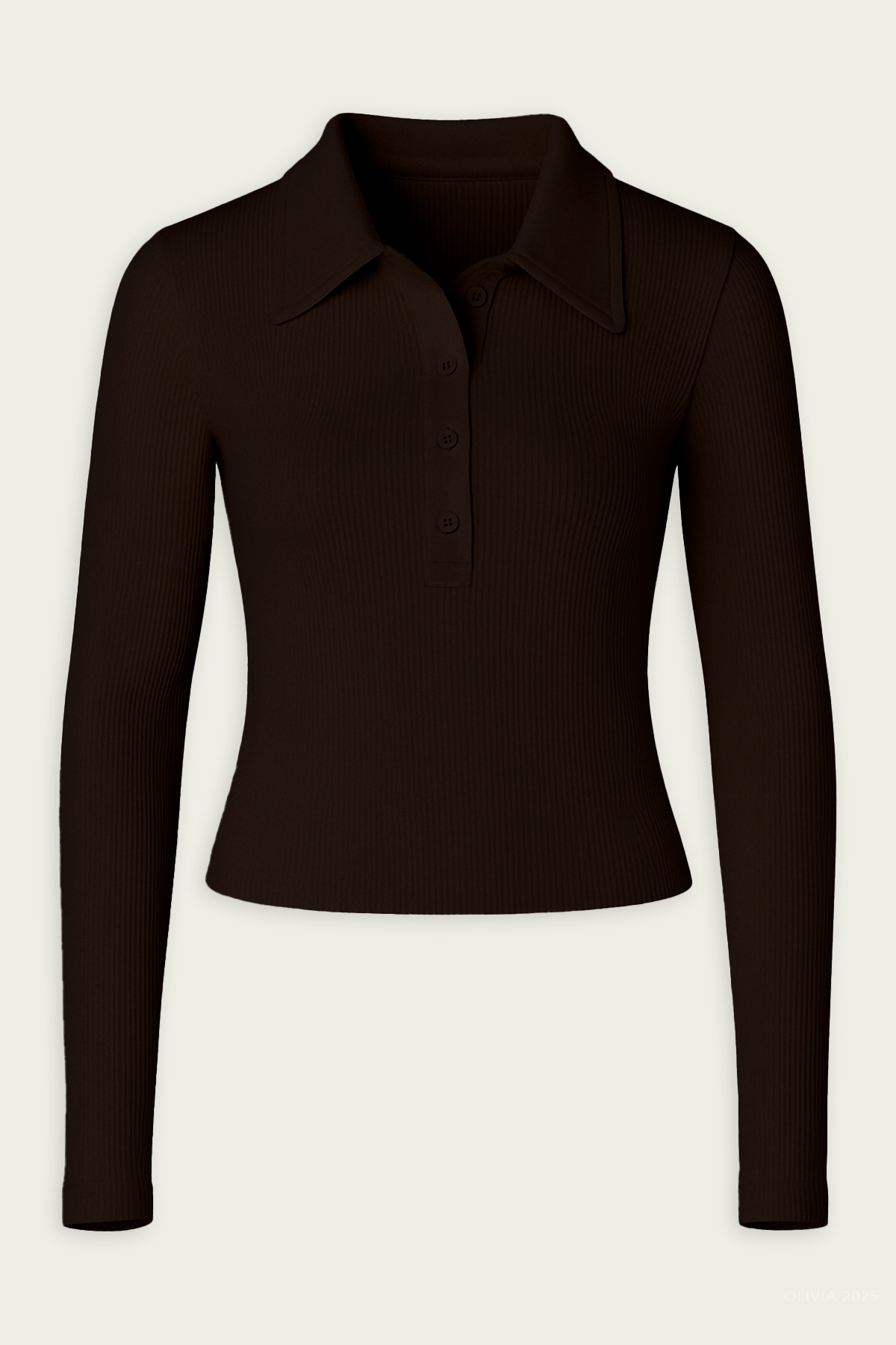 Long Sleeve 60's Polo in Chocolate - shop - olivia.com