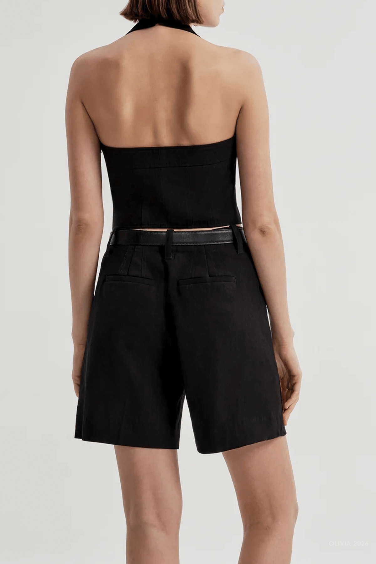 Lori Linen Halter Top in Black - shop-olivia.com