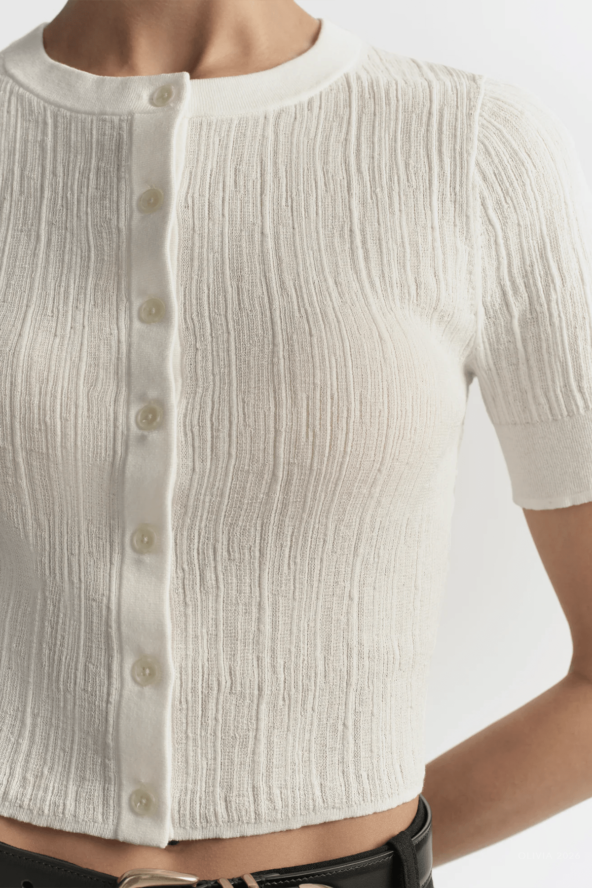 Lottie Fine Cotton Cropped Cardigan in Bright White - shop - olivia.com