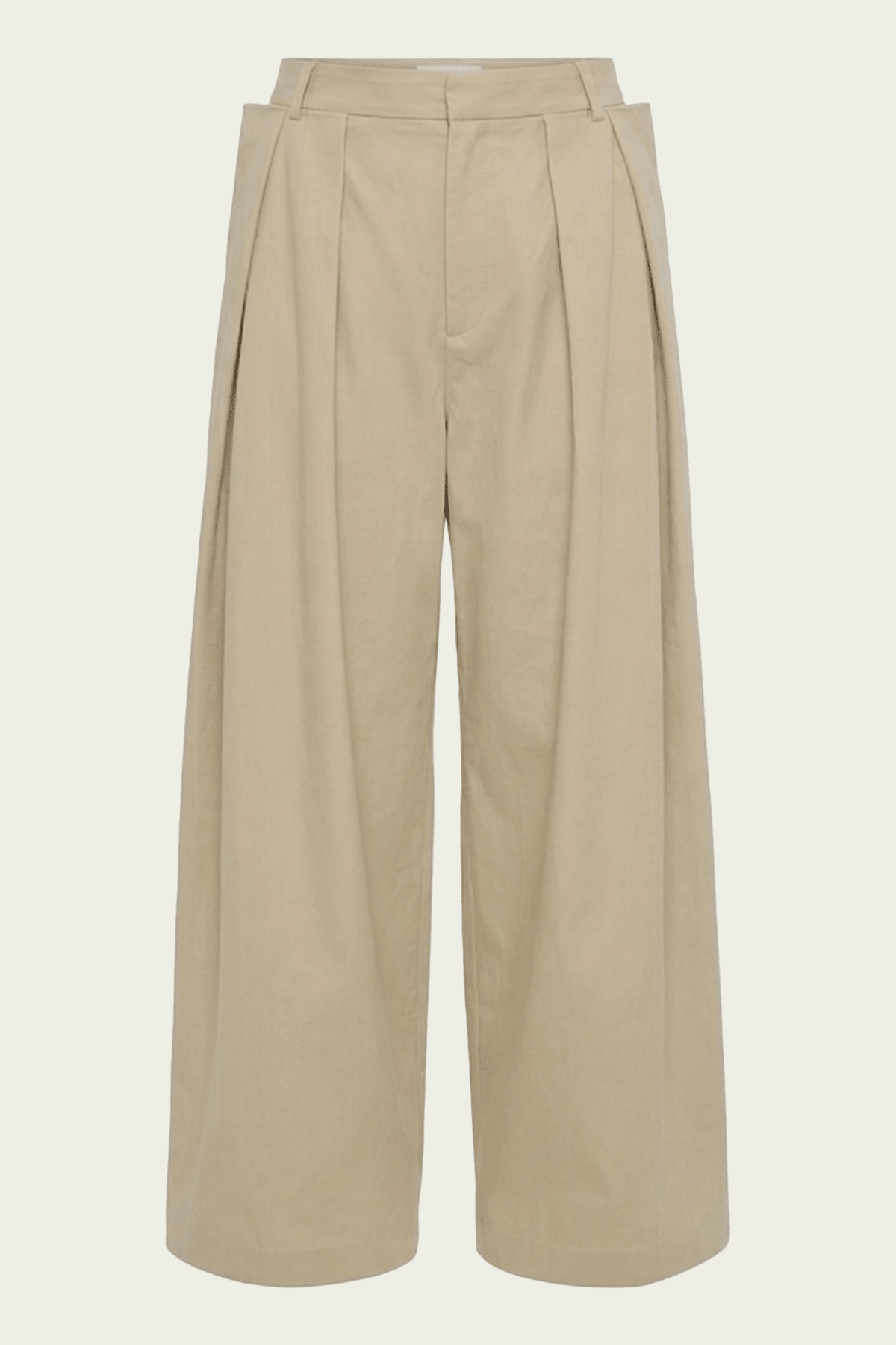 Luxe Spring Twill Tucked Pleated Wide Leg Trouser in Taupe - shop - olivia.com