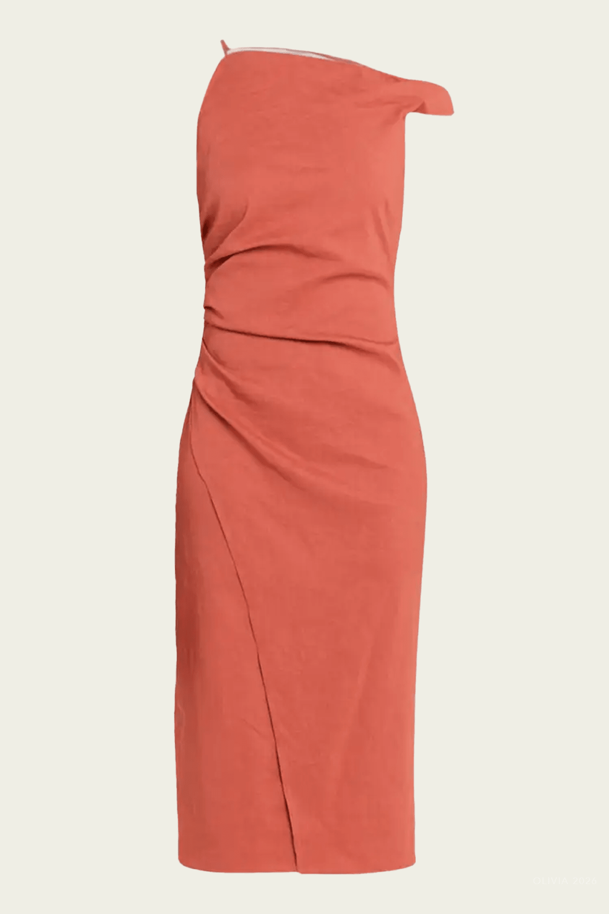 Lyra Linen Midi Dress in Red Clay - shop - olivia.com