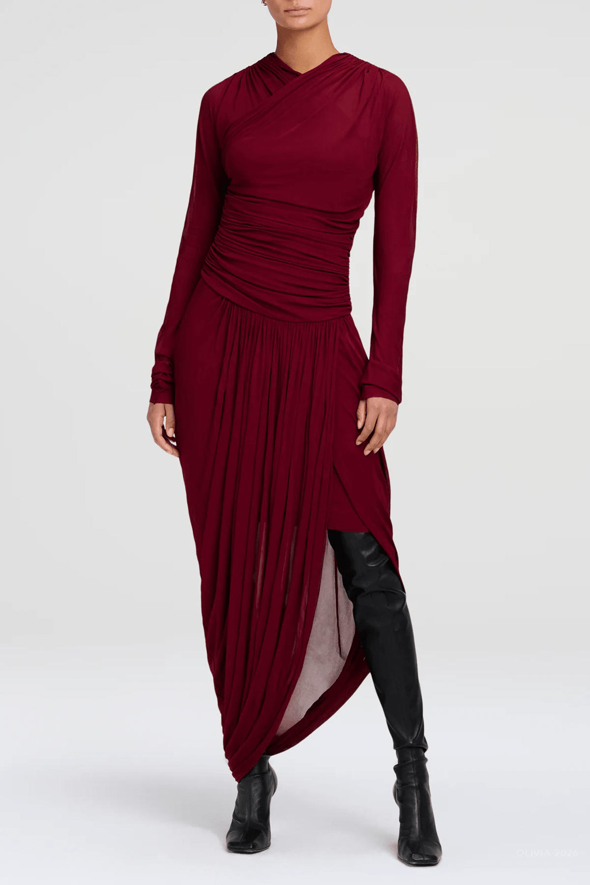 Mailie Jersey Midi Dress in Kalamata - shop-olivia.com