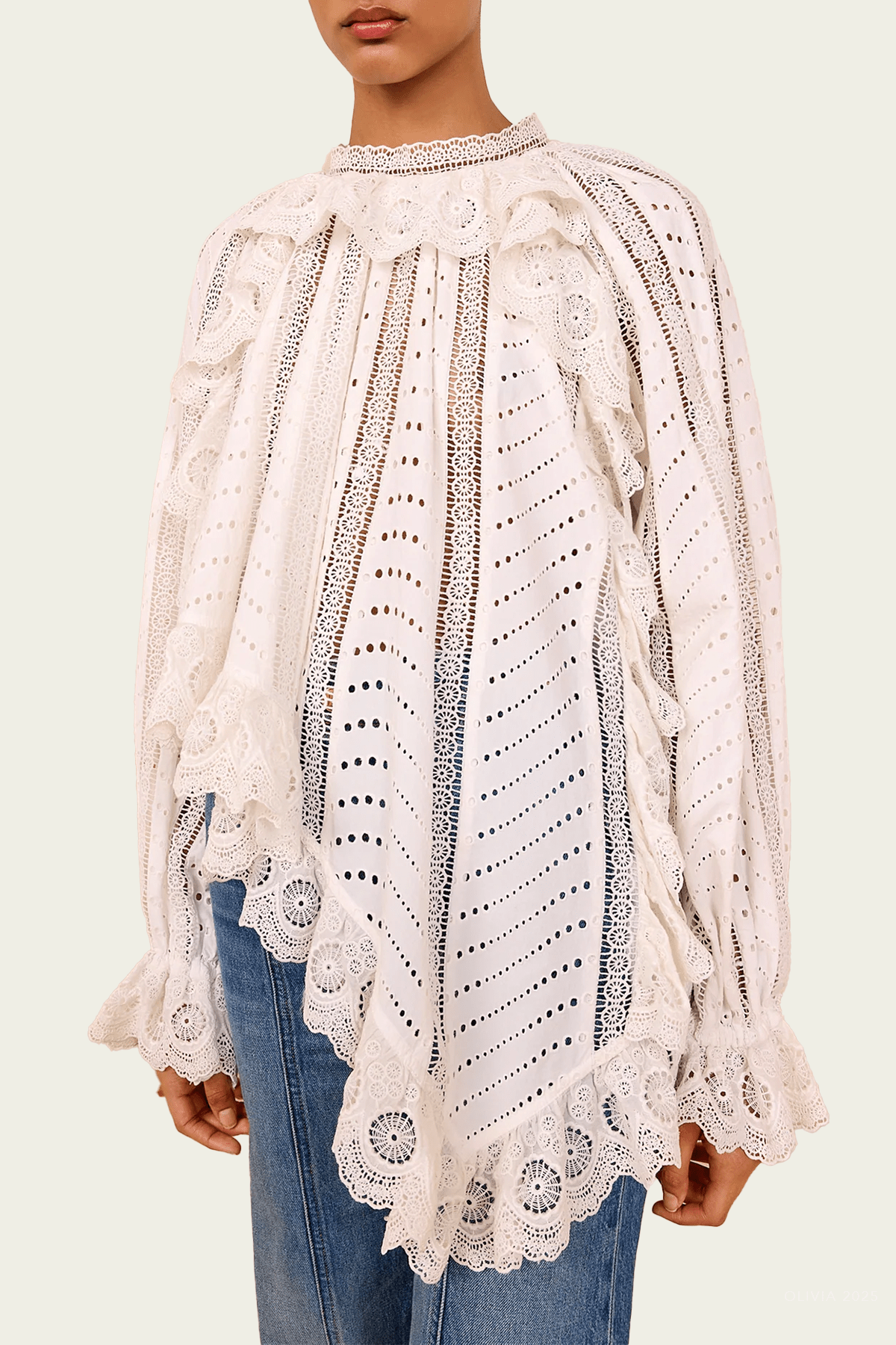 Marcella Asymmetrical Long Sleeve Blouse in Pristine - shop - olivia.com