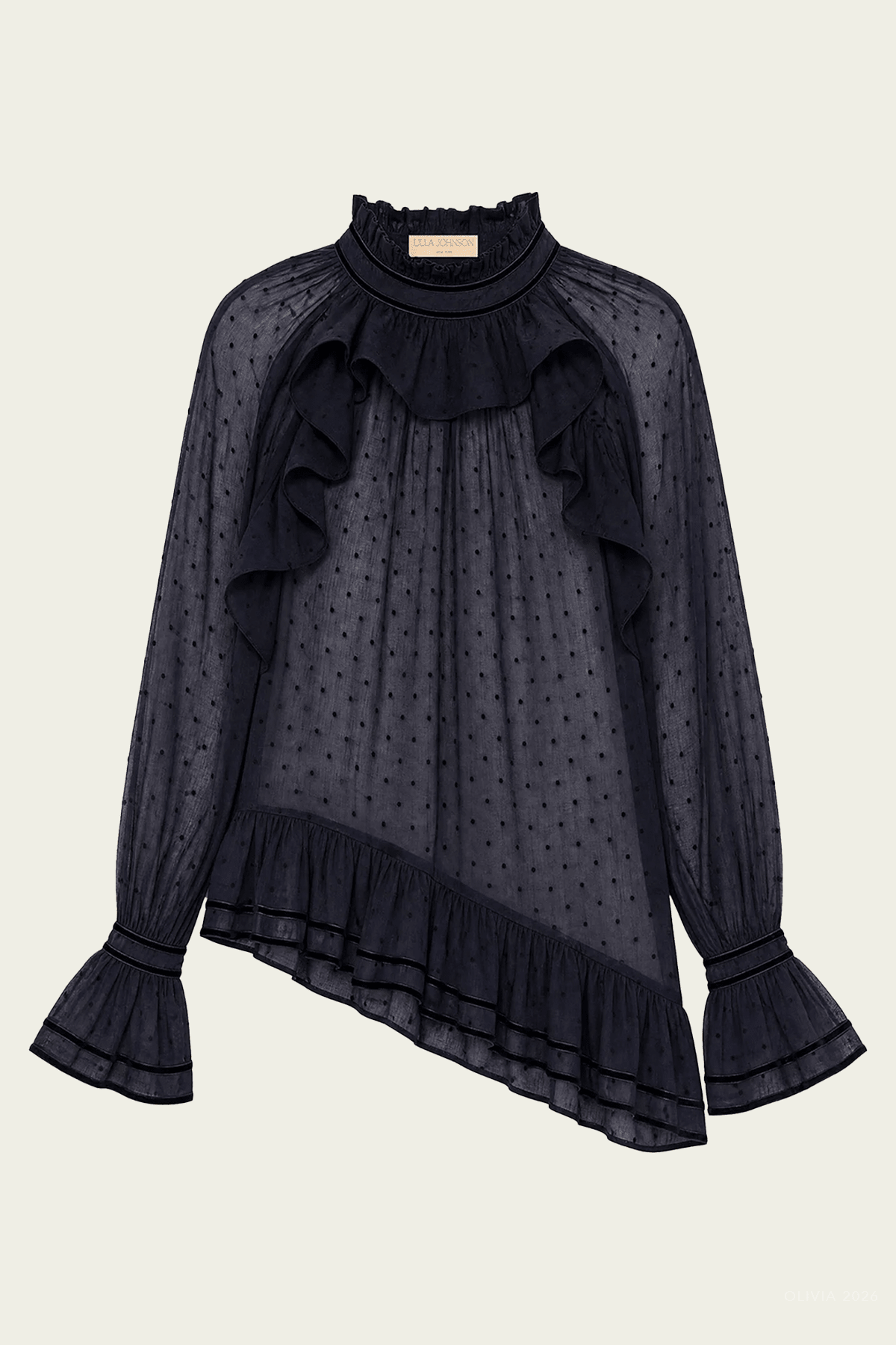 Marcella Long-Sleeve Cotton Blouse in Nightfall - shop-olivia.com