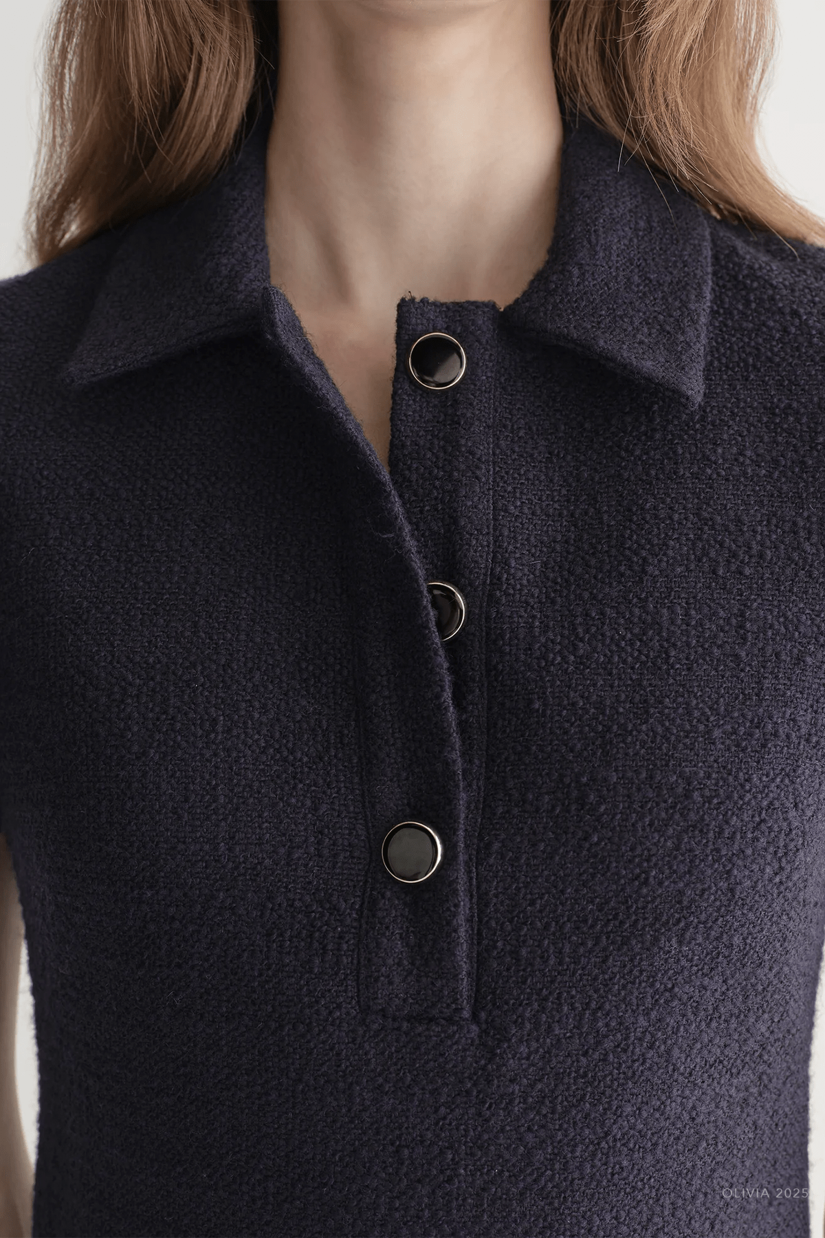 Marcie Cotton Boucle Mini Dress in Deep Navy - shop - olivia.com