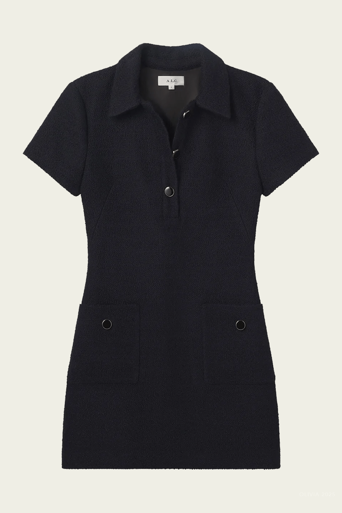 navy cotton mini dress Marcie Cotton Boucle Mini Dress in Deep Navy