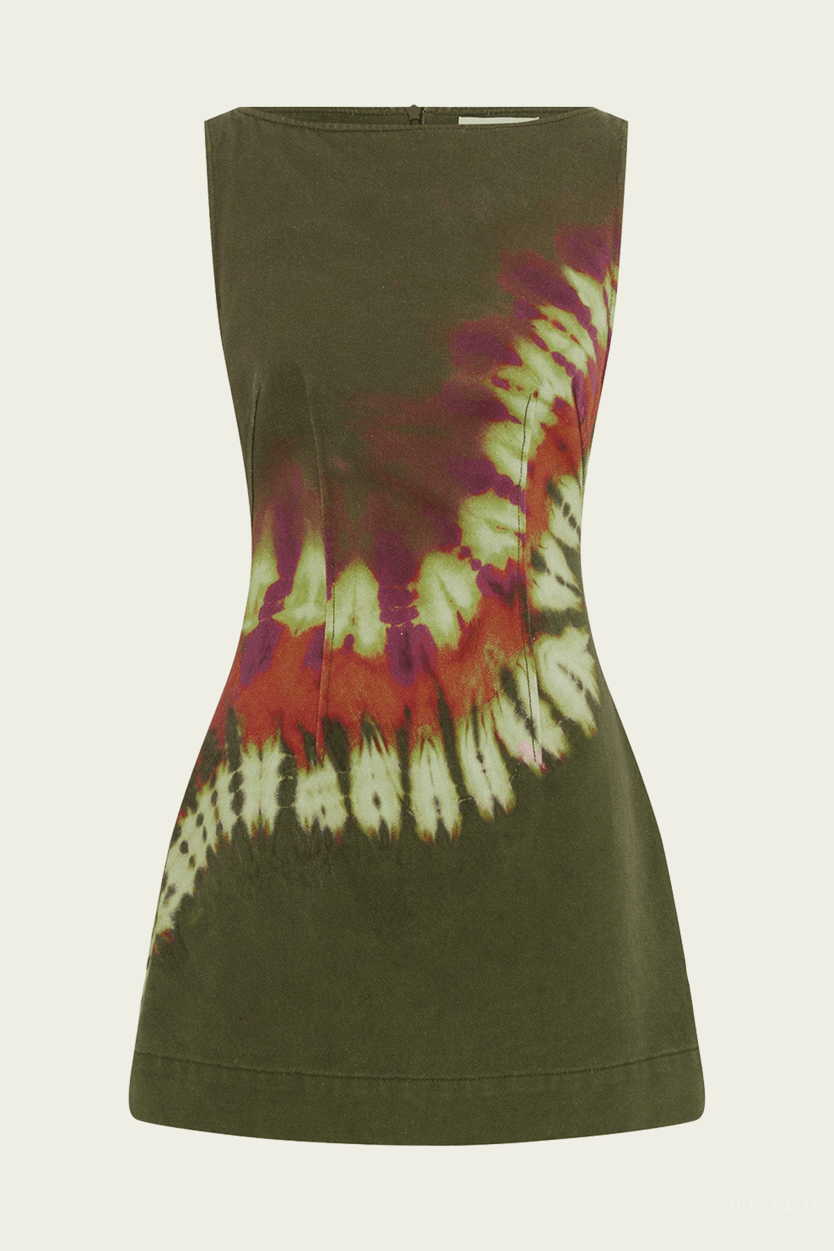 Marilyn Denim Mini Dress in Khaki - shop - olivia.com