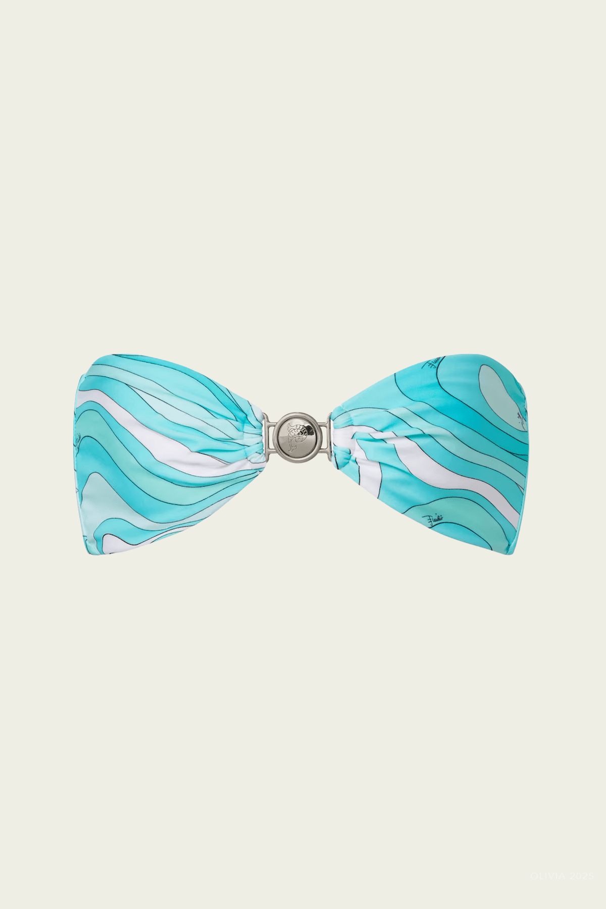 Marmo - Print Bandeau Bikini Top in Turquoise - shop - olivia.com