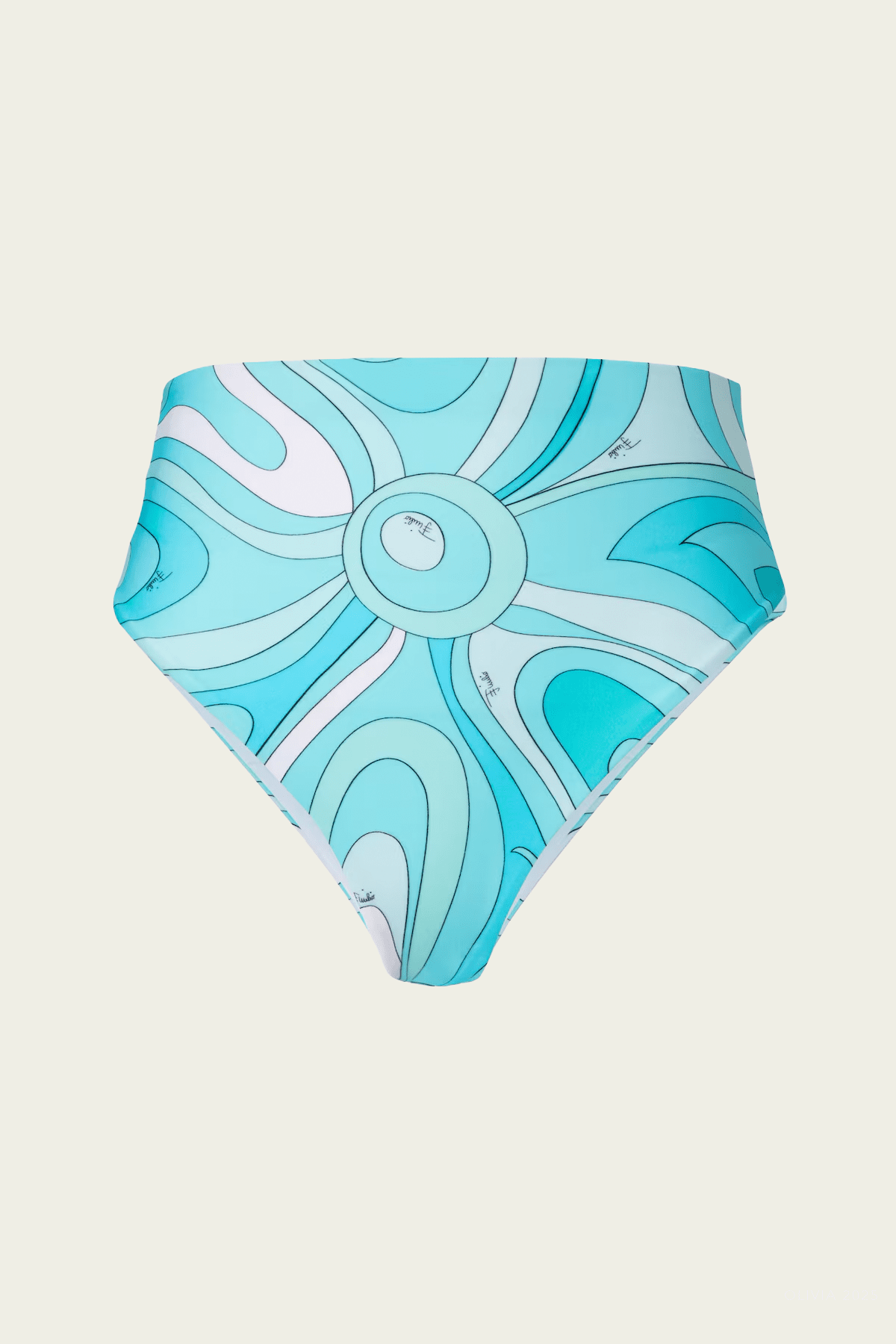Marmo - Print High - Waisted Bikini Bottom in Turquoise - shop - olivia.com