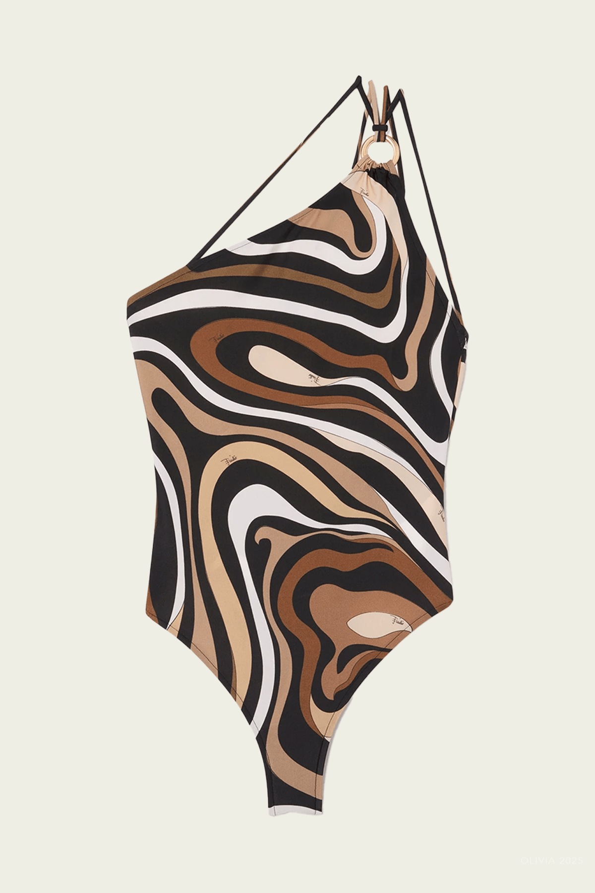 Marmo - Print One - Shoulder Swimsuit in Black Gold - shop - olivia.com