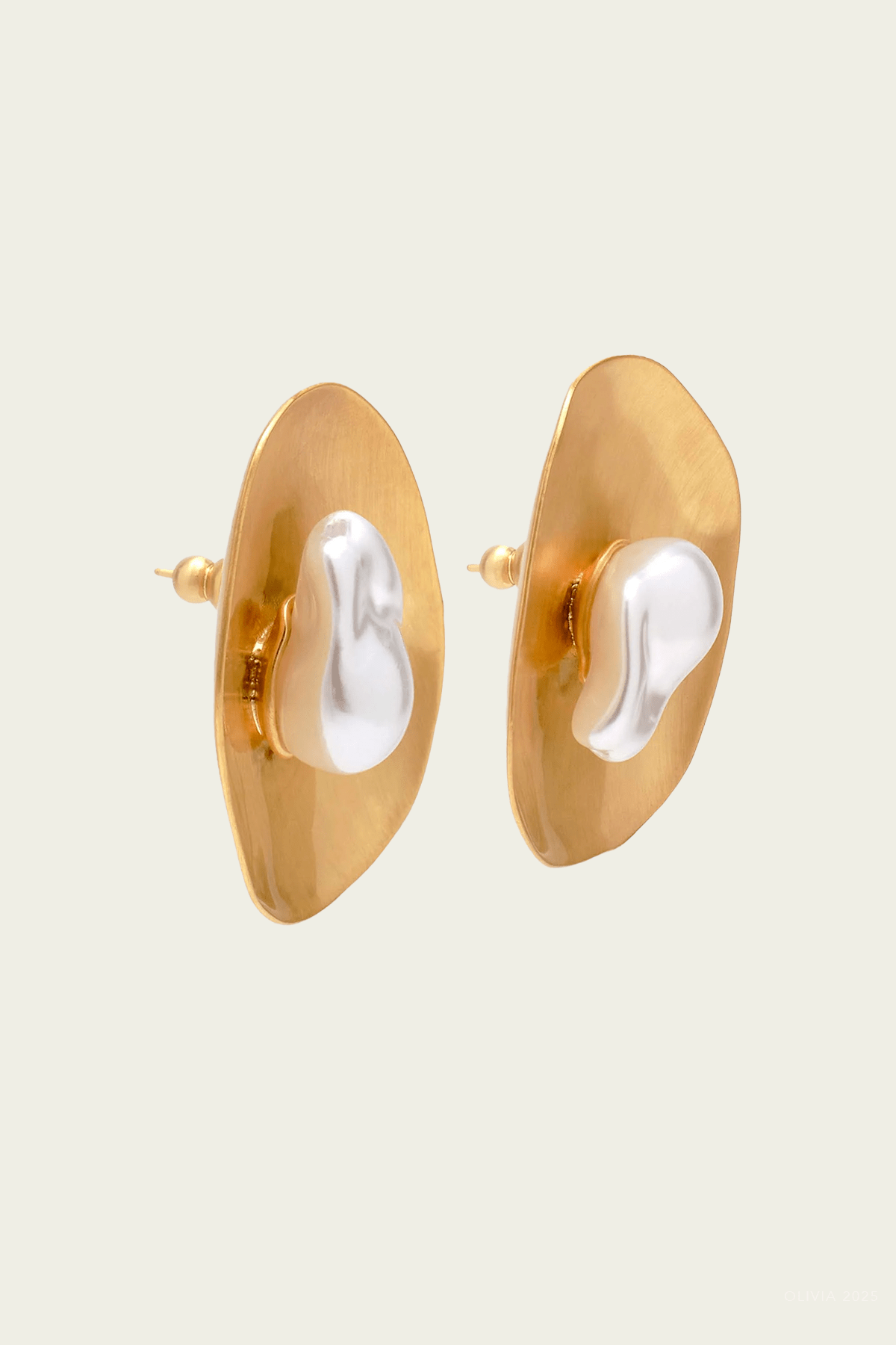 Marzia Earrings in Brushed Brass - shop - olivia.com