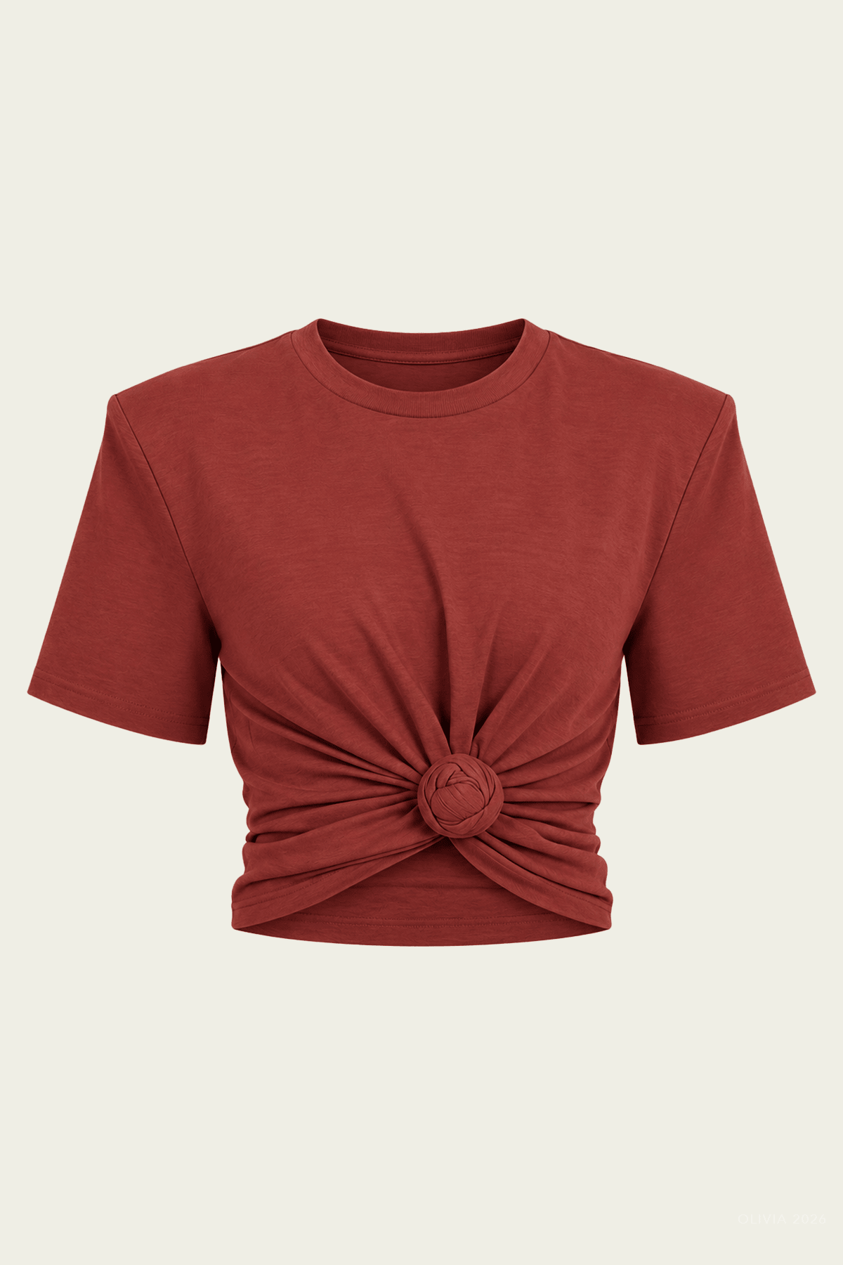 May Knot Tee in Burgundy - shop-olivia.com