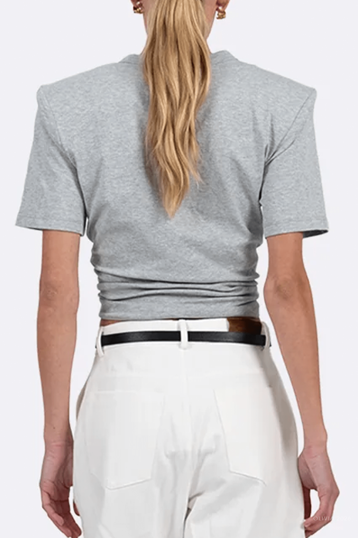 May Knot Tee in Grey - shop-olivia.com