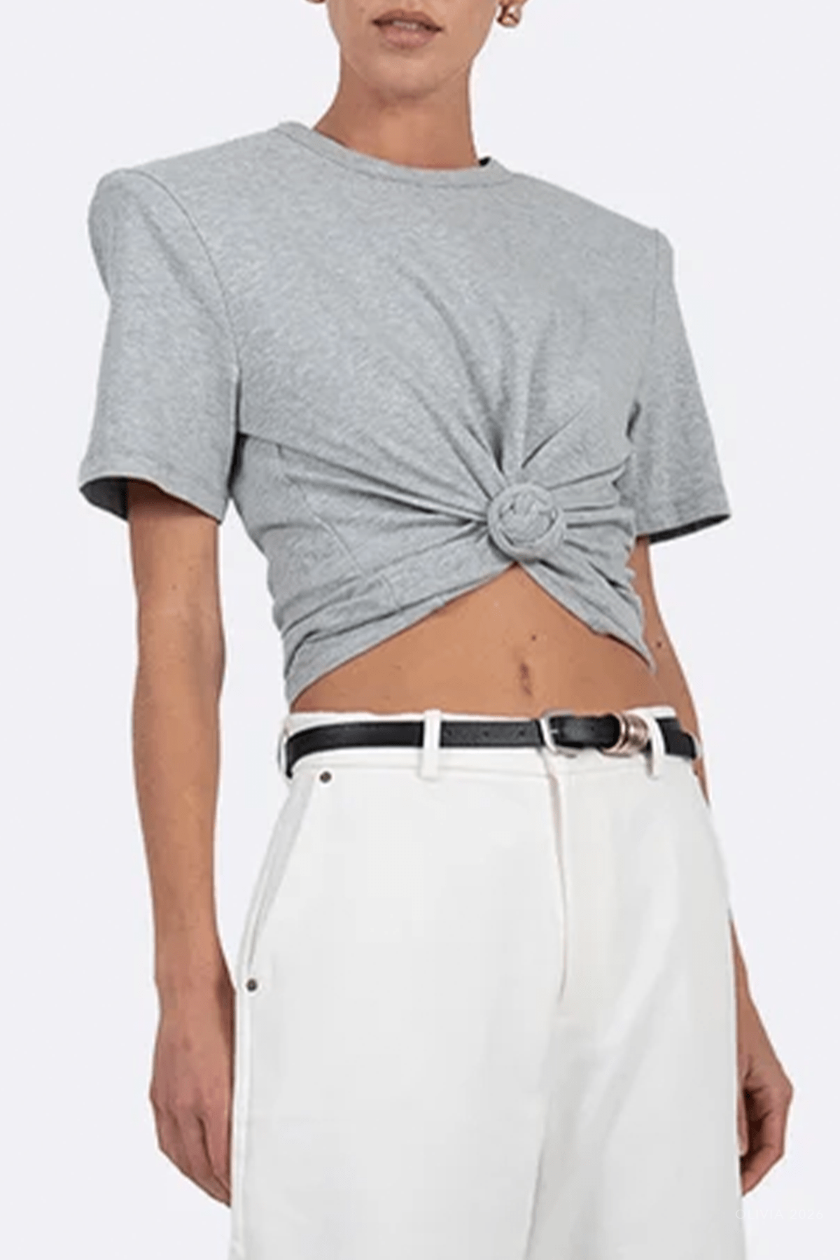 May Knot Tee in Grey - shop-olivia.com