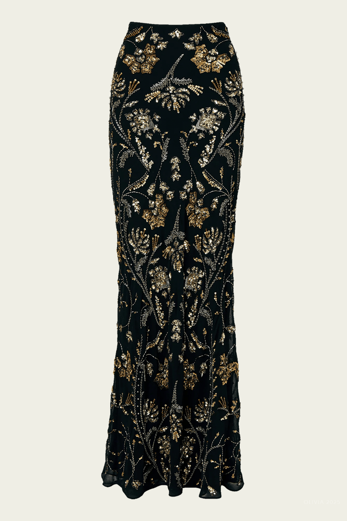 Medina Floral - Embellished Maxi Skirt in Black - shop - olivia.com