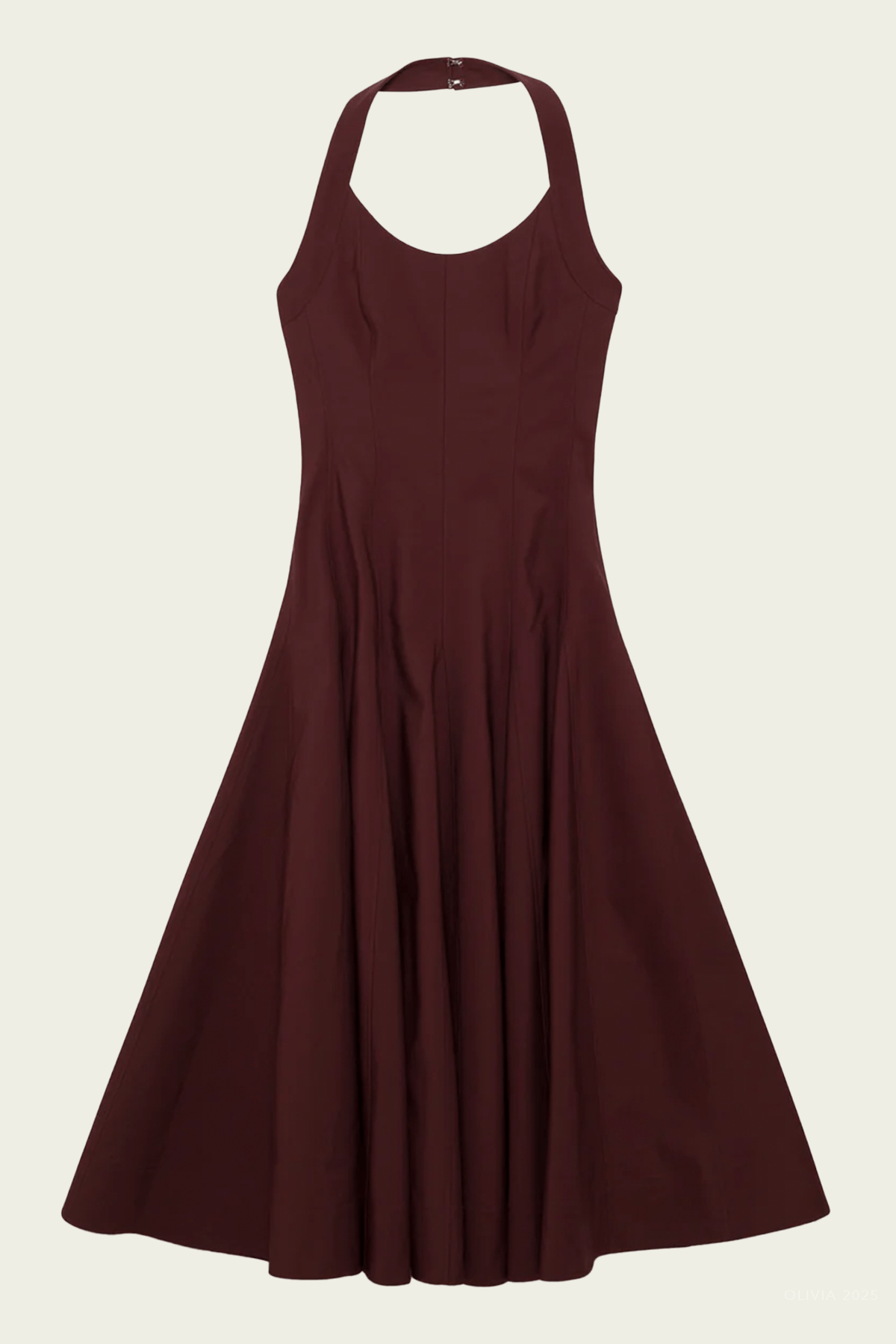 Melissa Cotton Halter Midi Dress in Mahogany - shop - olivia.com