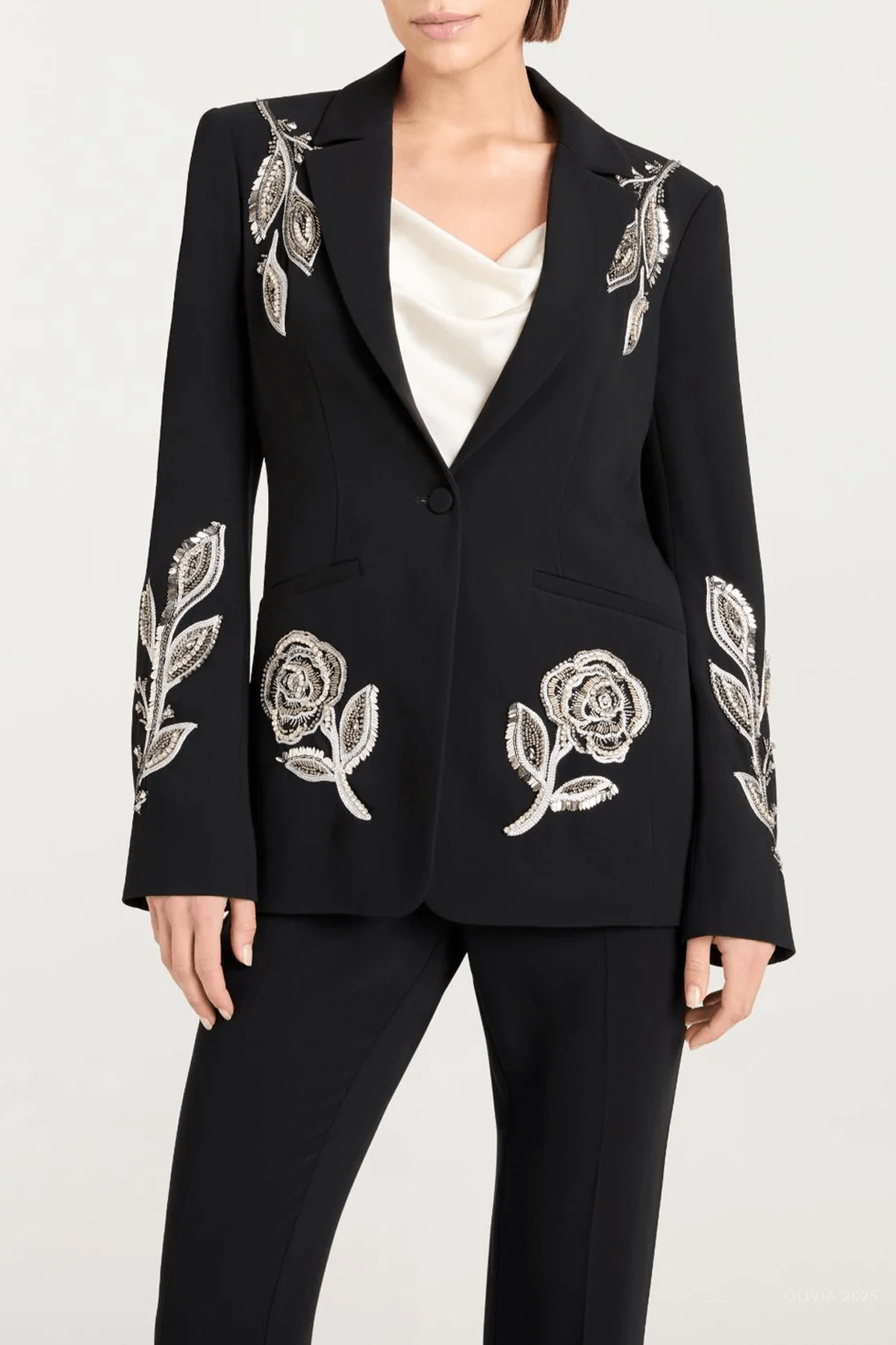 Metal Paisley Karlie Blazer in Black - shop - olivia.com