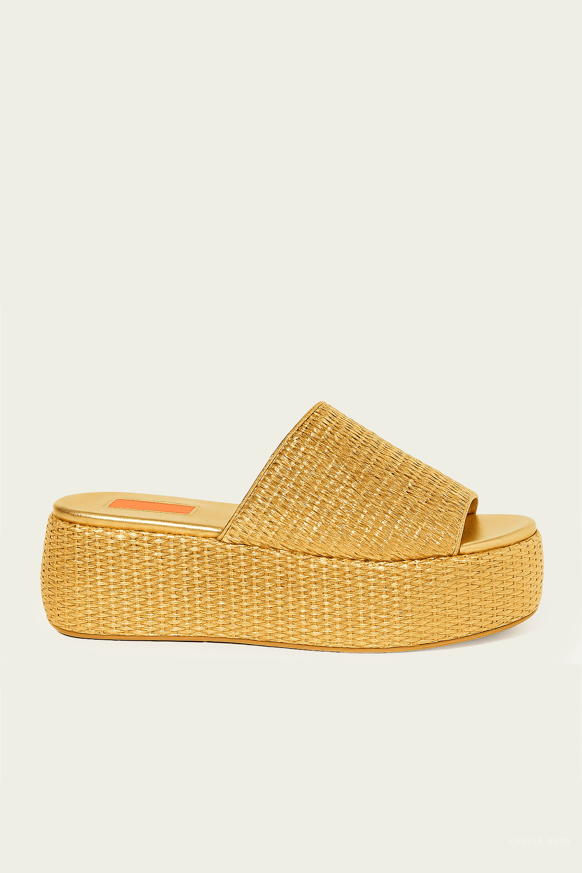 Metallic Raffia Cloudy Platform in Gold Natural - shop - olivia.com