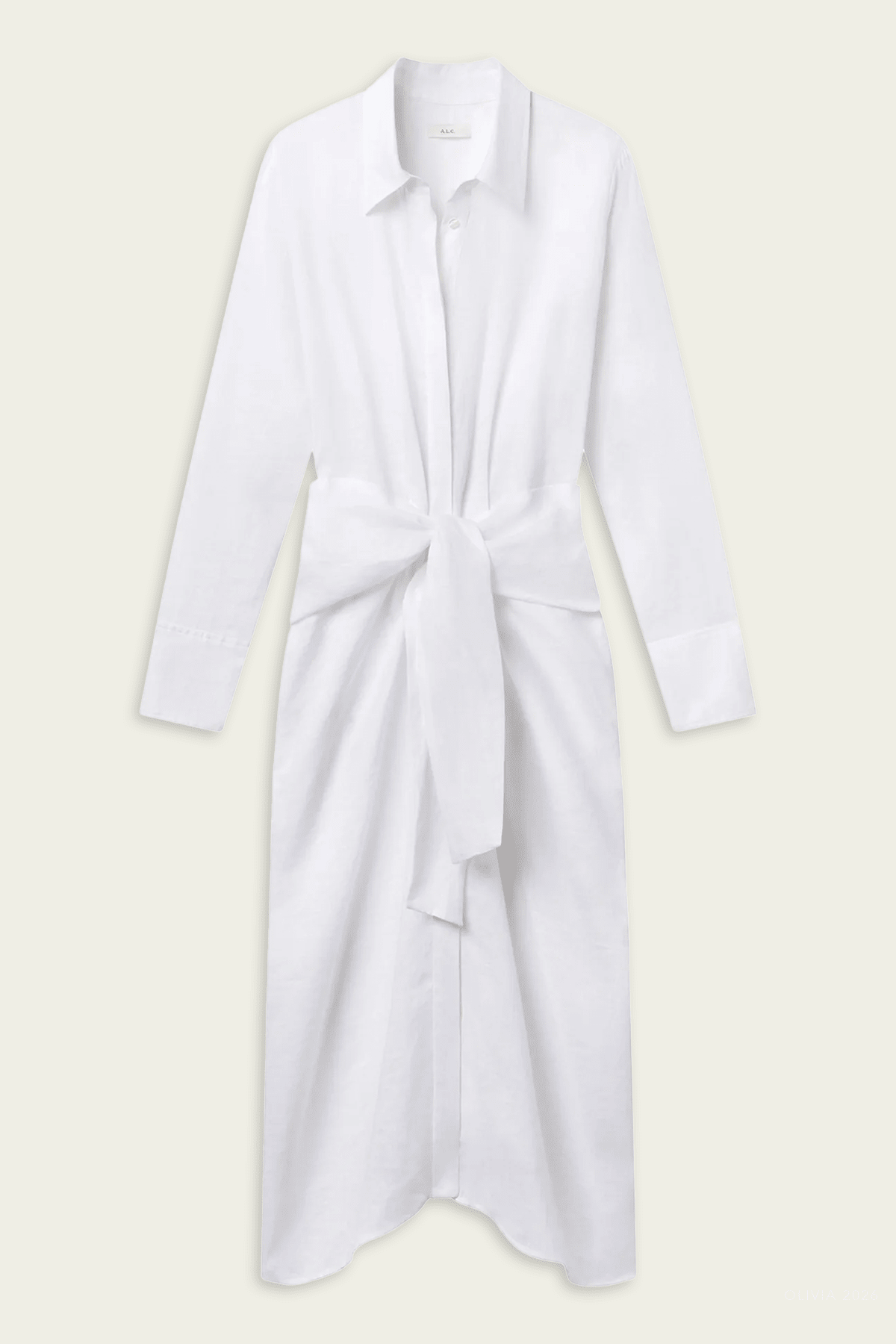 Mila Linen Midi Shirtdress in White - shop-olivia.com