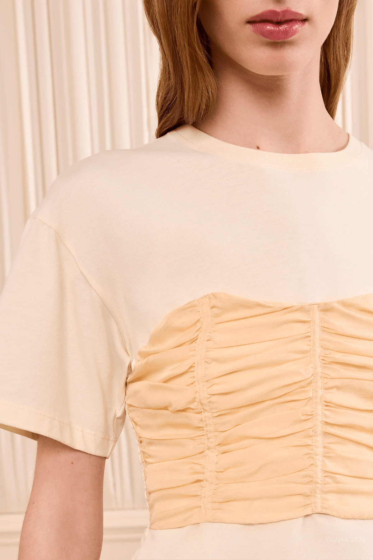 Mila Short-Sleeve Cotton Top in Pearl - shop-olivia.com