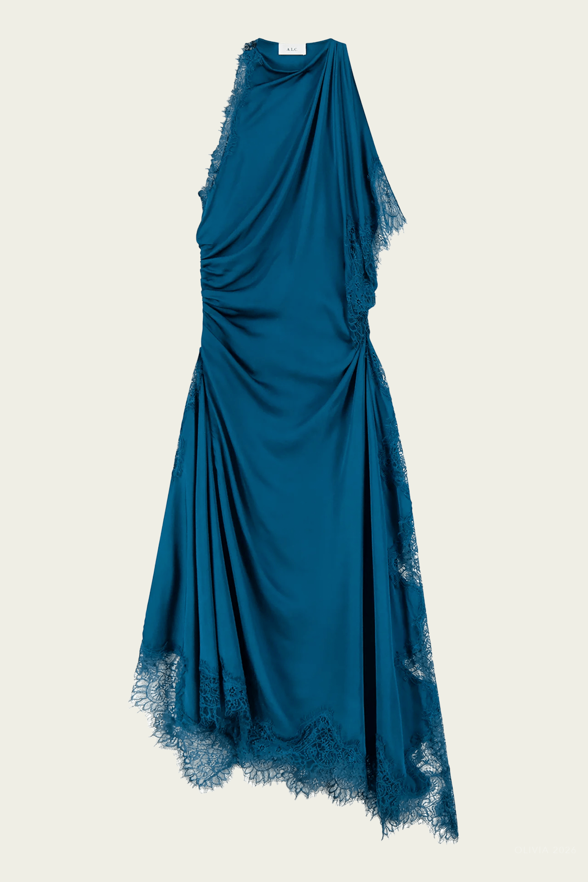 Miriam Satin And Lace Maxi Dress in Light Teal - shop-olivia.com