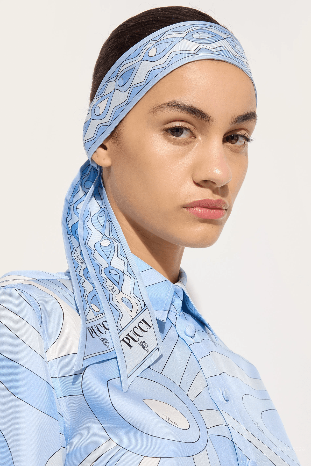 Mixed - Print Silk Twill Scarf in Pale Blue - shop - olivia.com