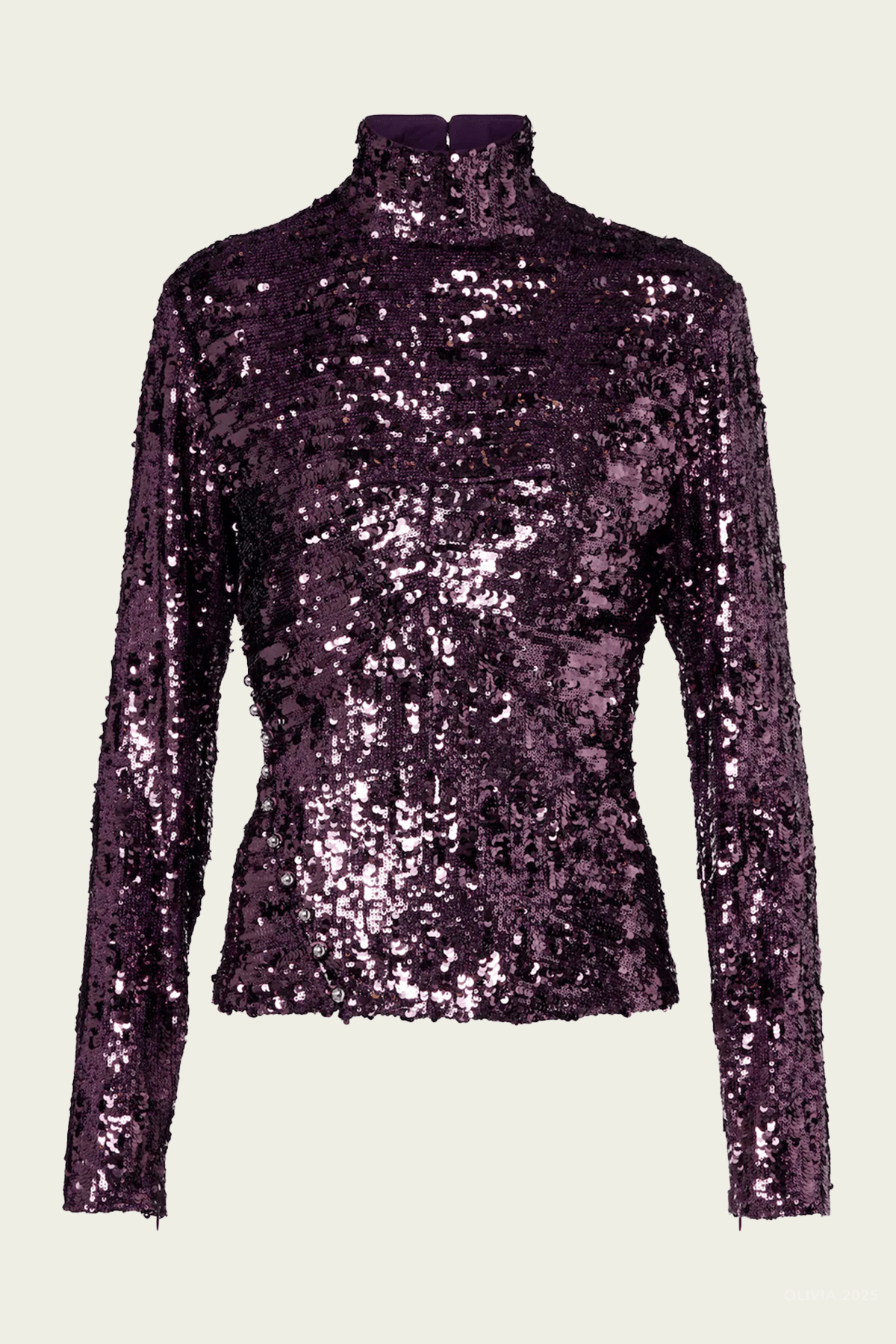 Mock Neck Sequin Top in Beetroot Purple - shop - olivia.com