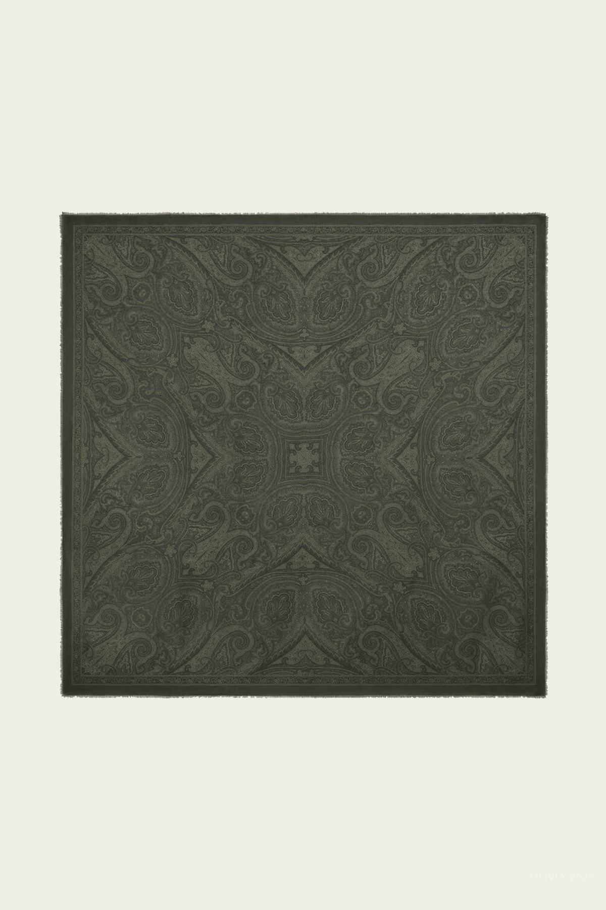 Modal and Cashmere Symmetrical Shawl in Green - shop-olivia.com