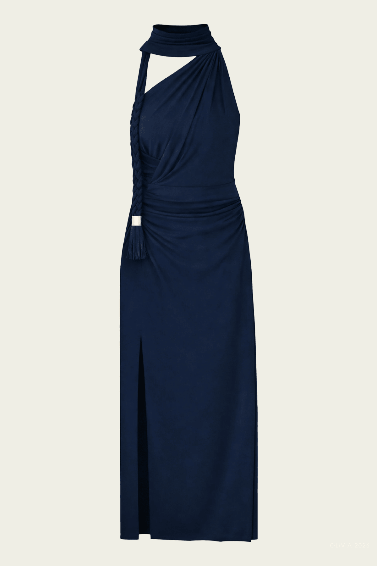 Moira Draped Jersey Gown in Midnight - shop - olivia.com