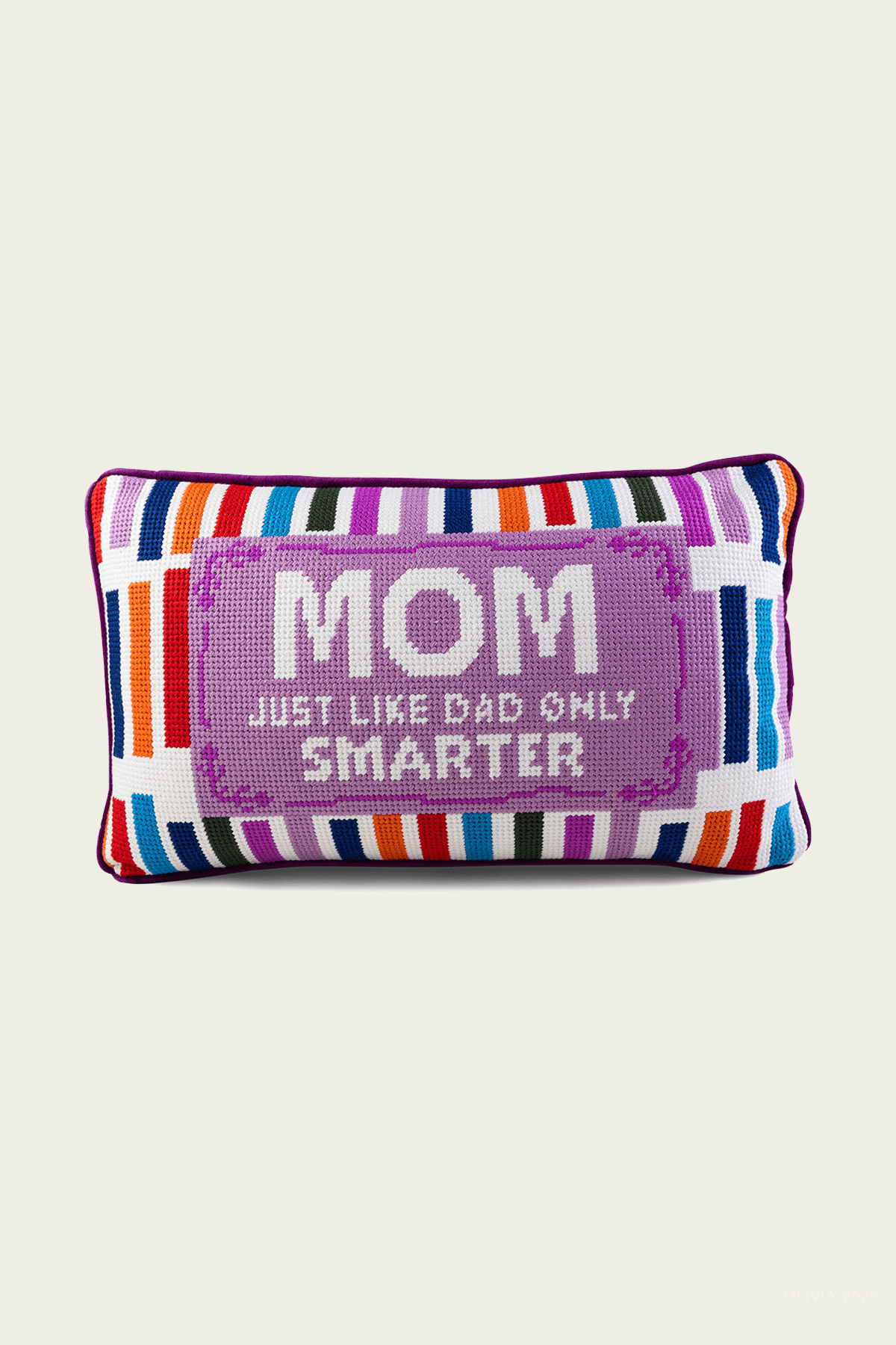Mom Rules Needlepoint Pillow - shop - olivia.com