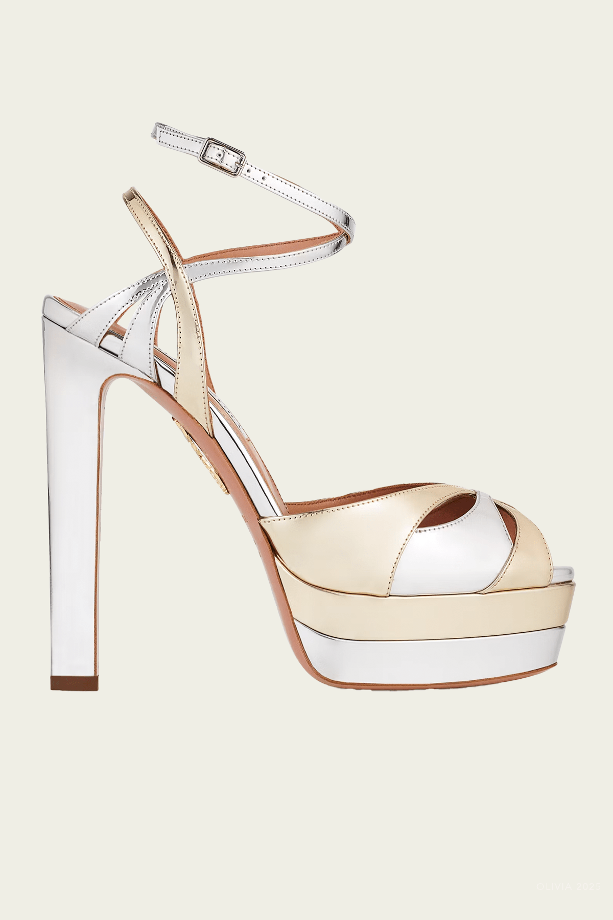 Moves Sandal Plateau 130 in Silver Soft Gold - shop - olivia.com