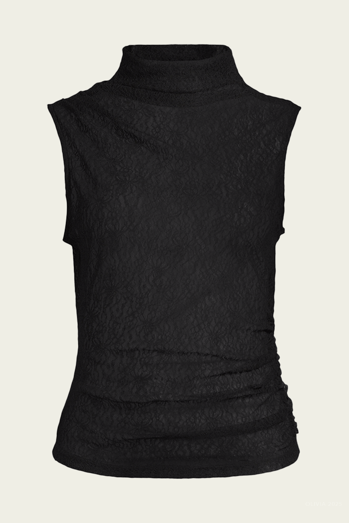 Mylie Lace Mock - Neck Tank Top in Black - shop - olivia.com