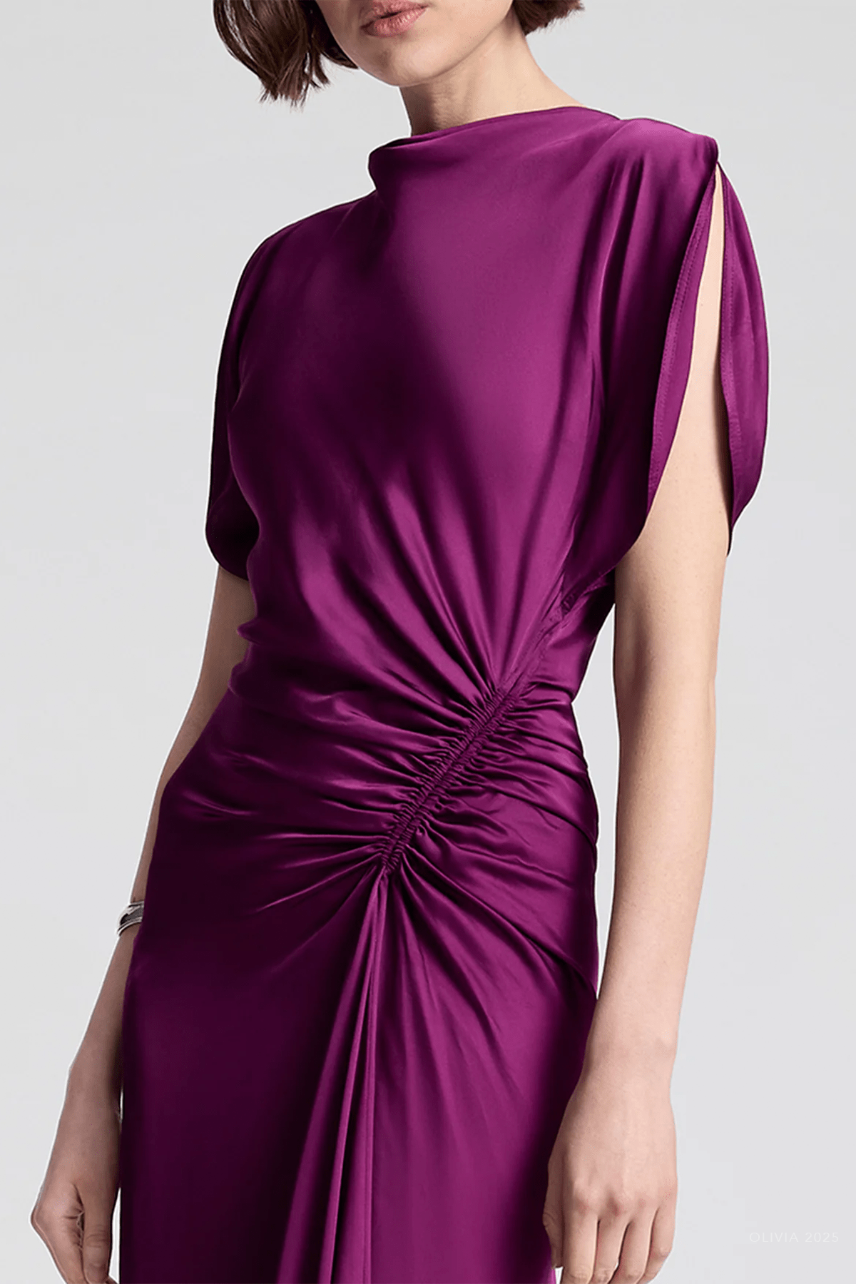 Nadia Satin Gown in Jewel - shop - olivia.com