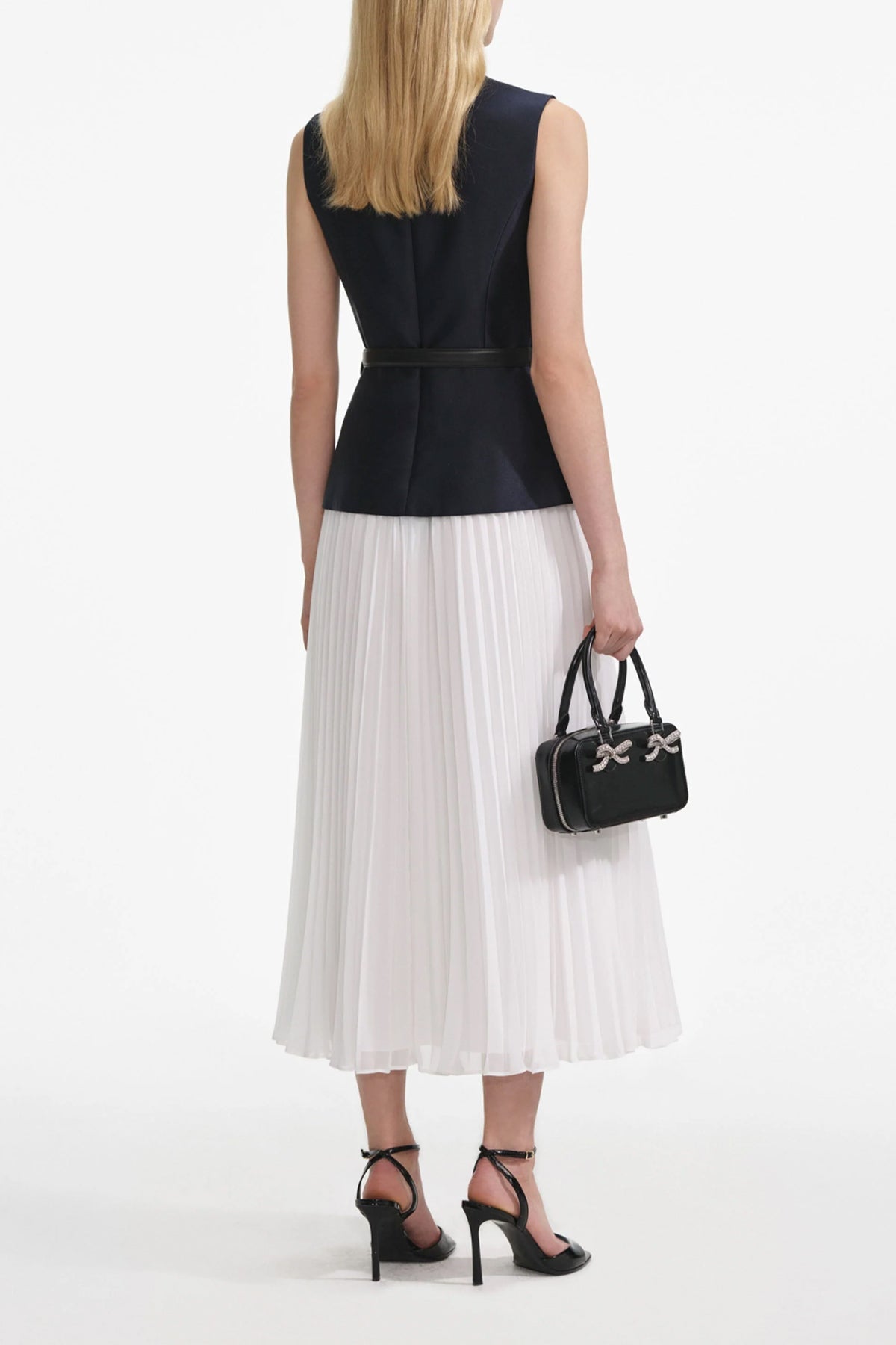 Navy Taffeta Midi Dress - shop - olivia.com