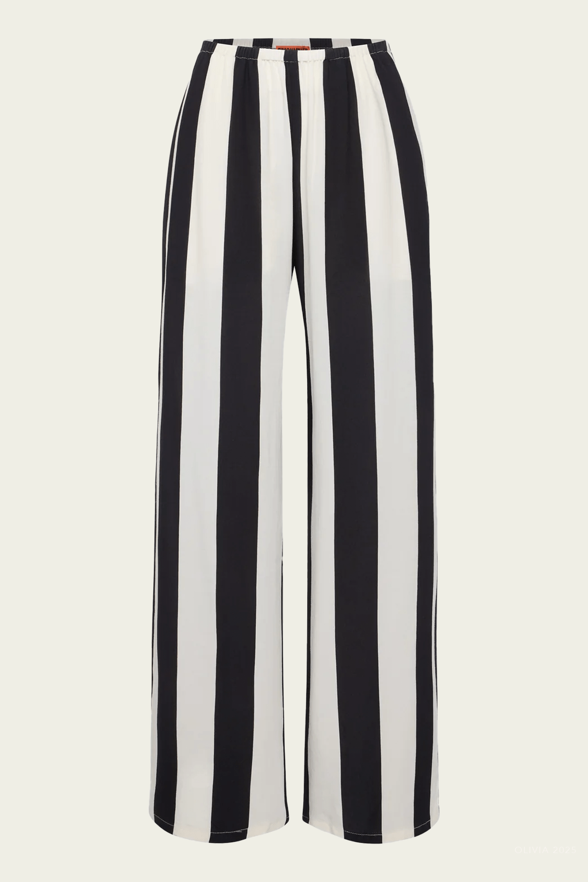 Nella Crepe Wide - Leg Pant in Black White Stripe - shop - olivia.com