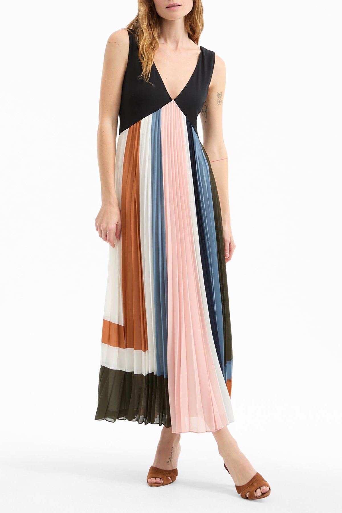Nelly Pleated Maxi Dress in Dove Multi - shop - olivia.com