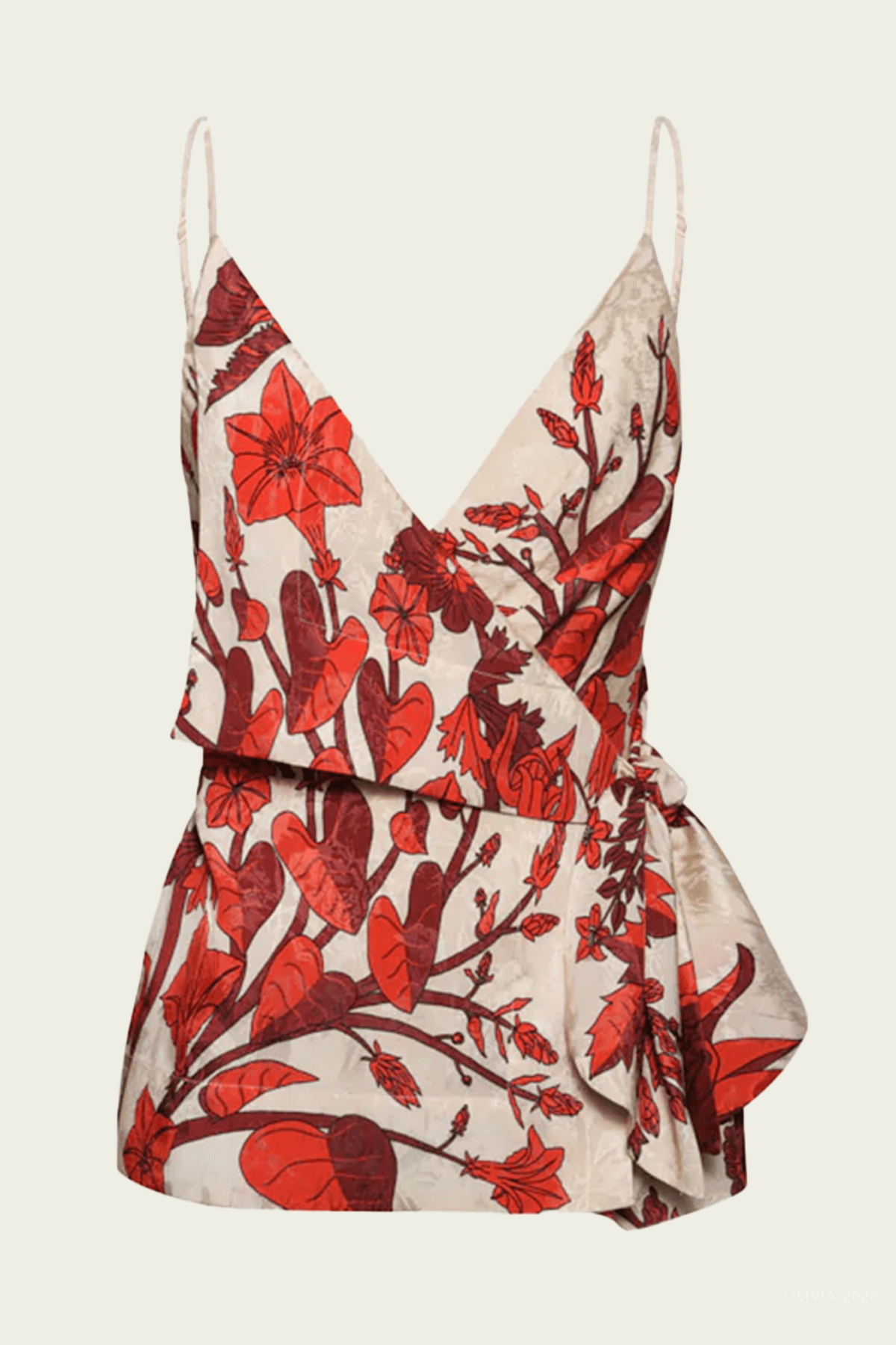 New Gentle Wrap Top in Ecru Red - shop - olivia.com