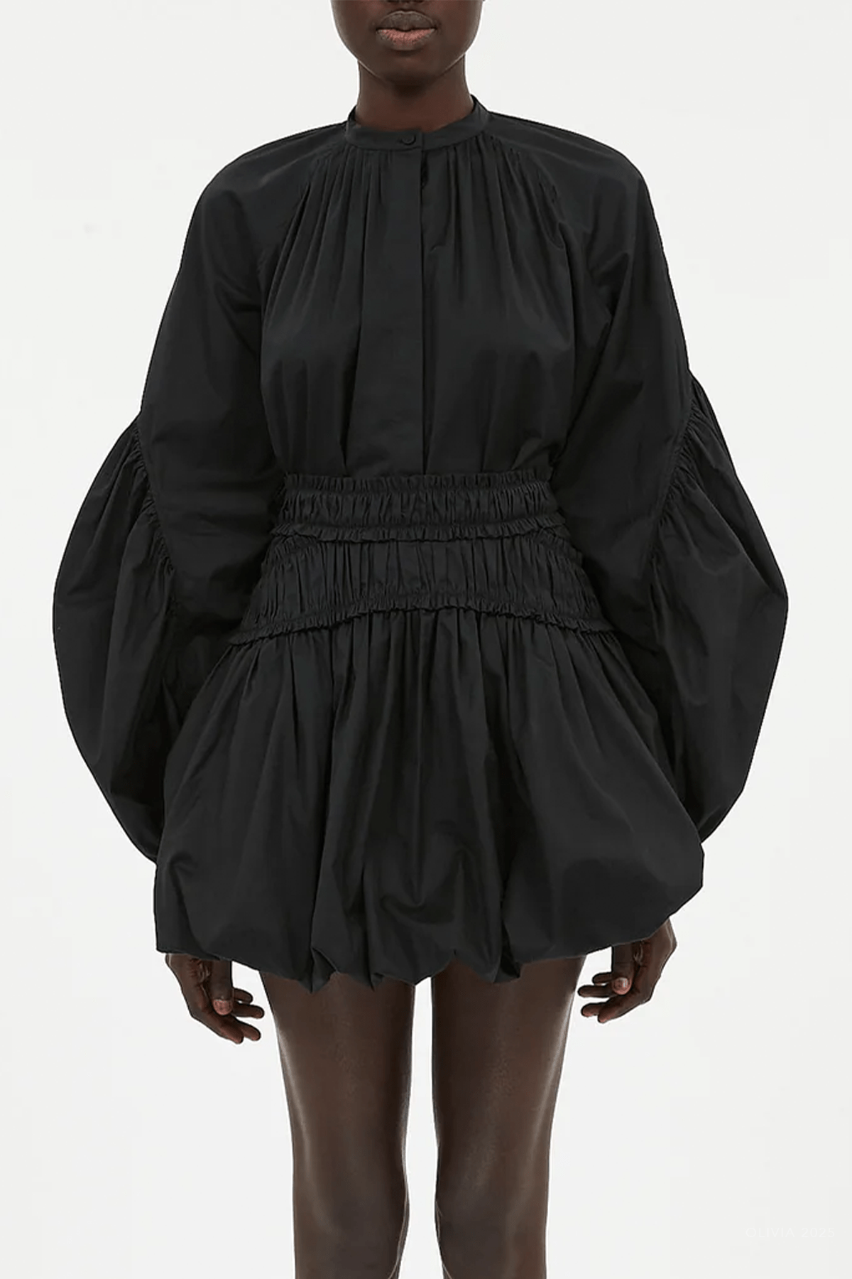 Nicolette Bubble Hem Mini Skirt in Noir - shop - olivia.com