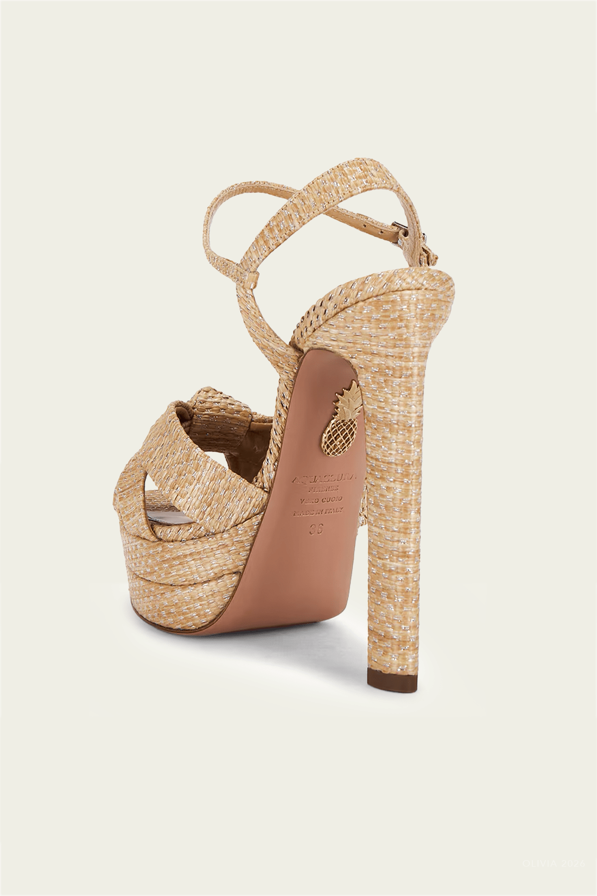 Nina Sandal Plateau 130 in Natural Silver - shop - olivia.com