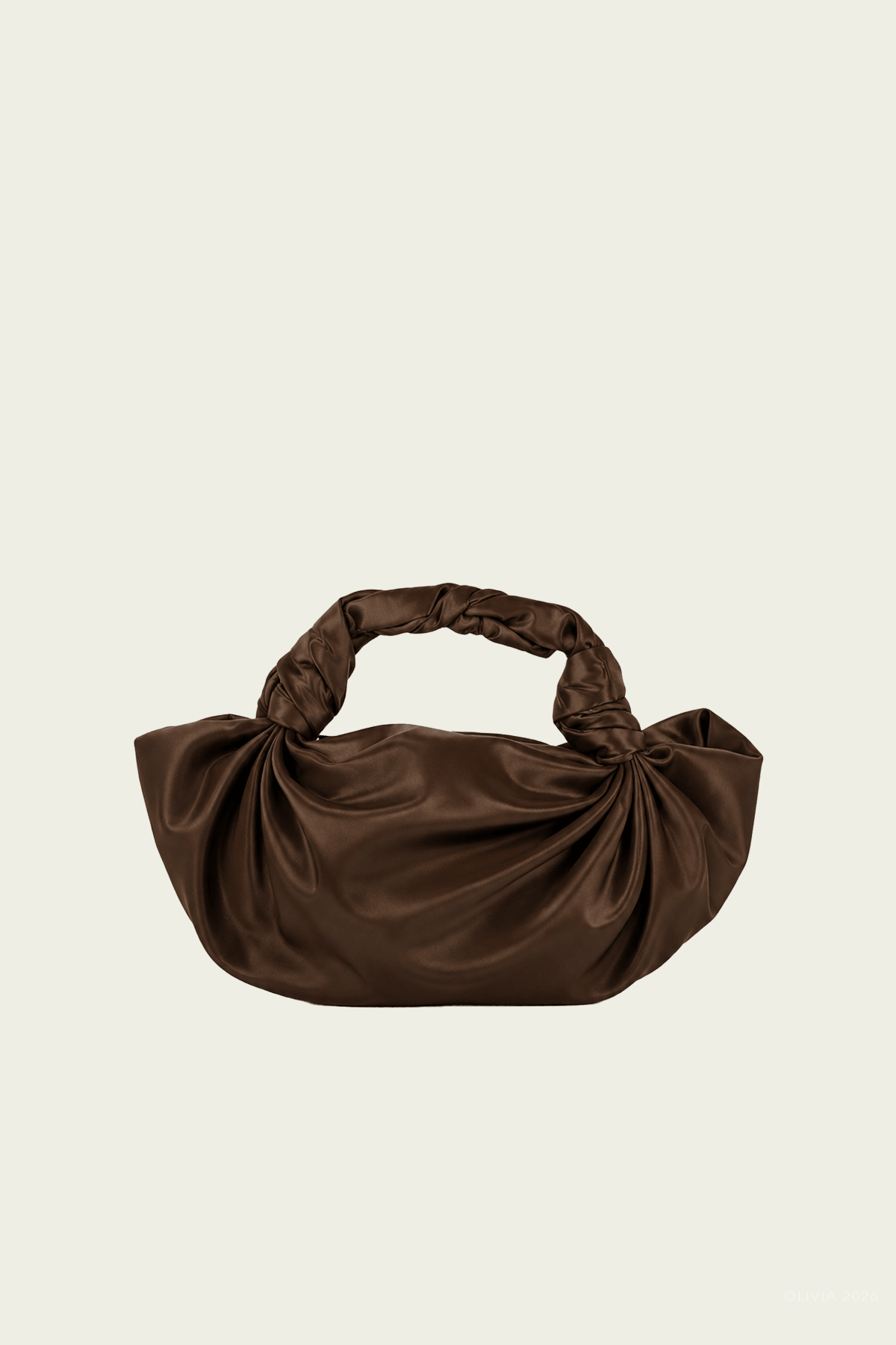 NLA Silk Knot Bag in Chocolate - shop-olivia.com