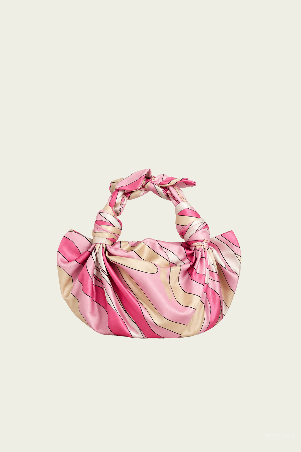 NLA Silk Knot Bag in Pink Swirl