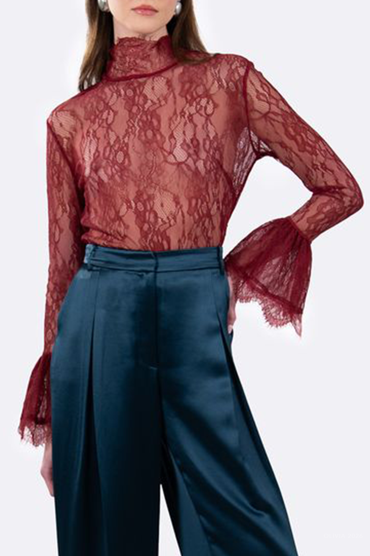 Letty Lace Top in Ruby