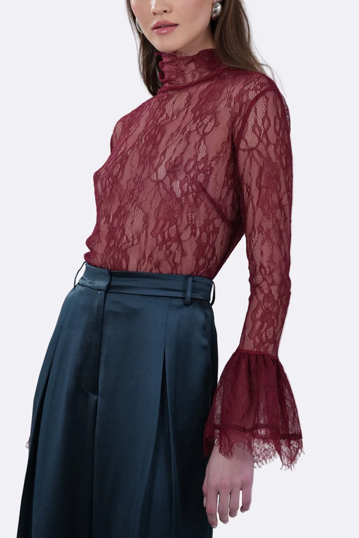 Letty Lace Top in Ruby