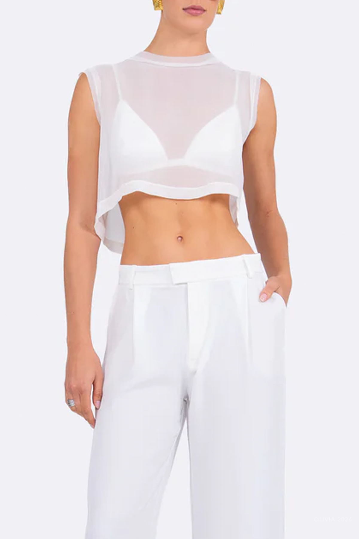 Kara Crop Top in Ivory