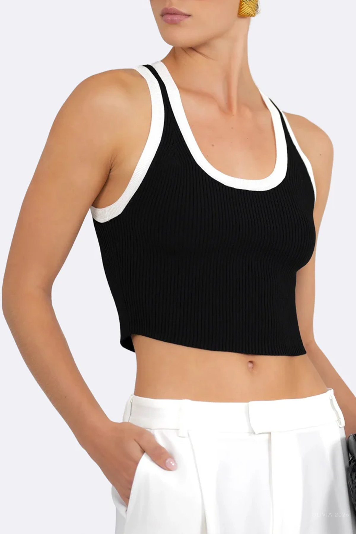Eve Crop Top in Black White