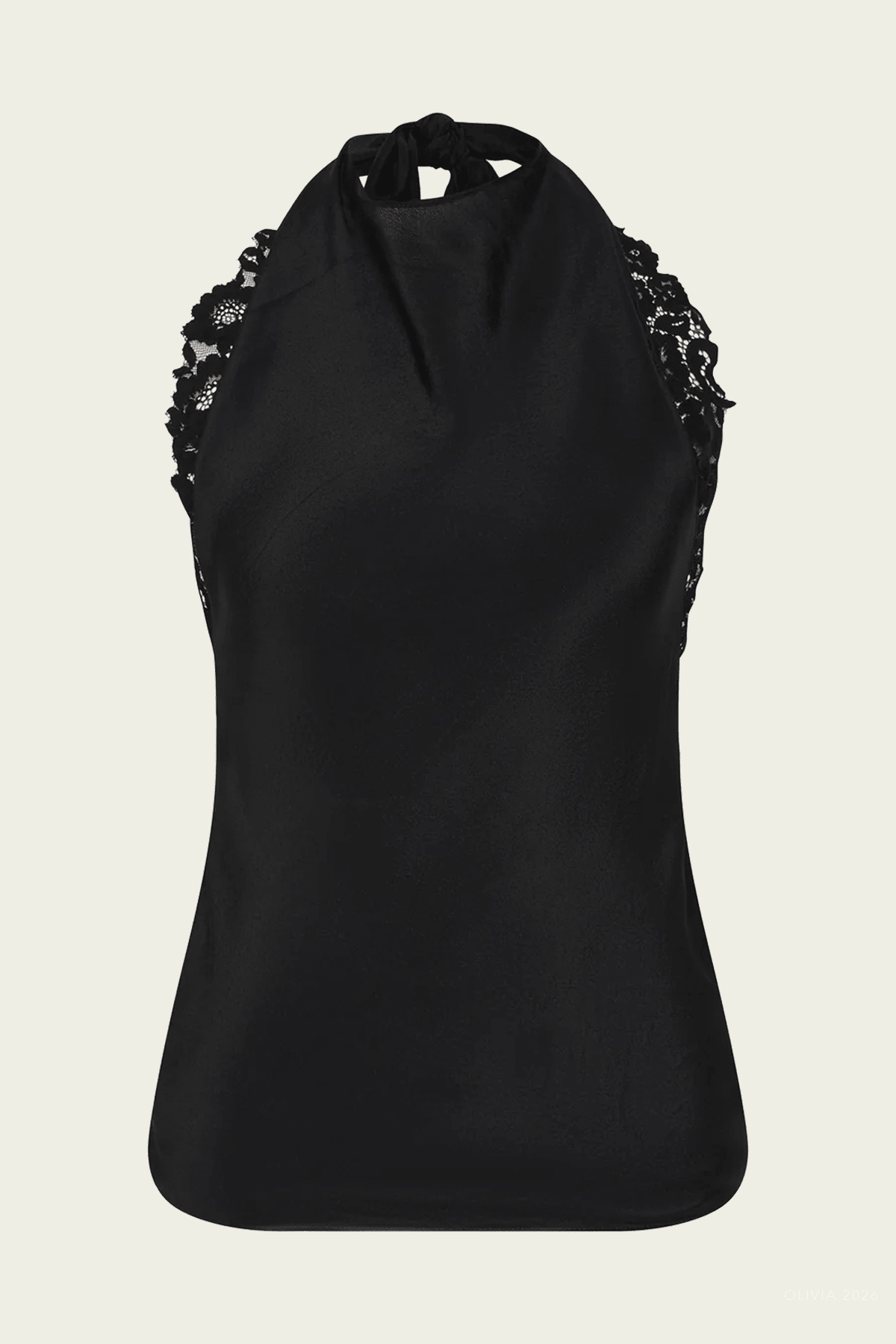 Noria Halter Tie Top in Black - shop-olivia.com