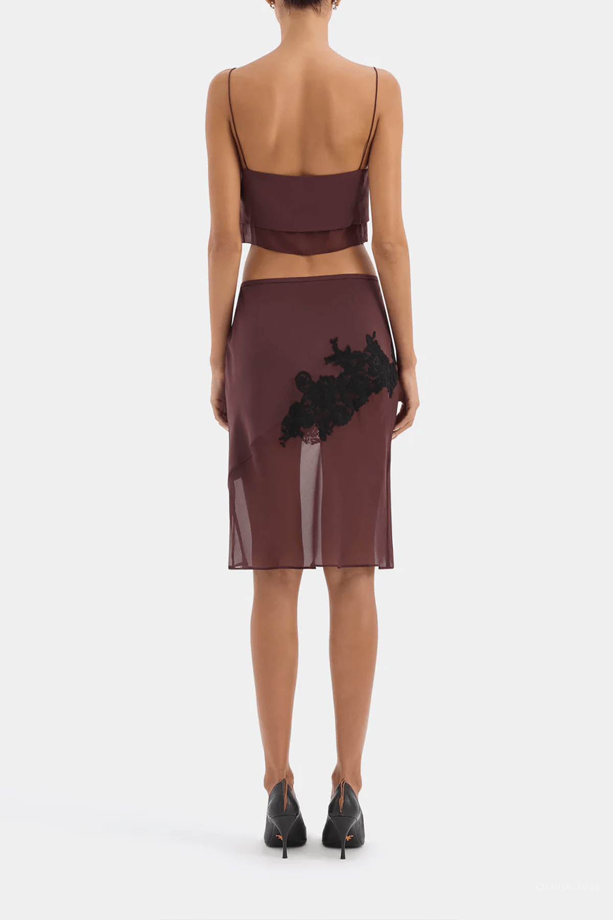 Noria Midi Skirt in Dark Plum - shop-olivia.com